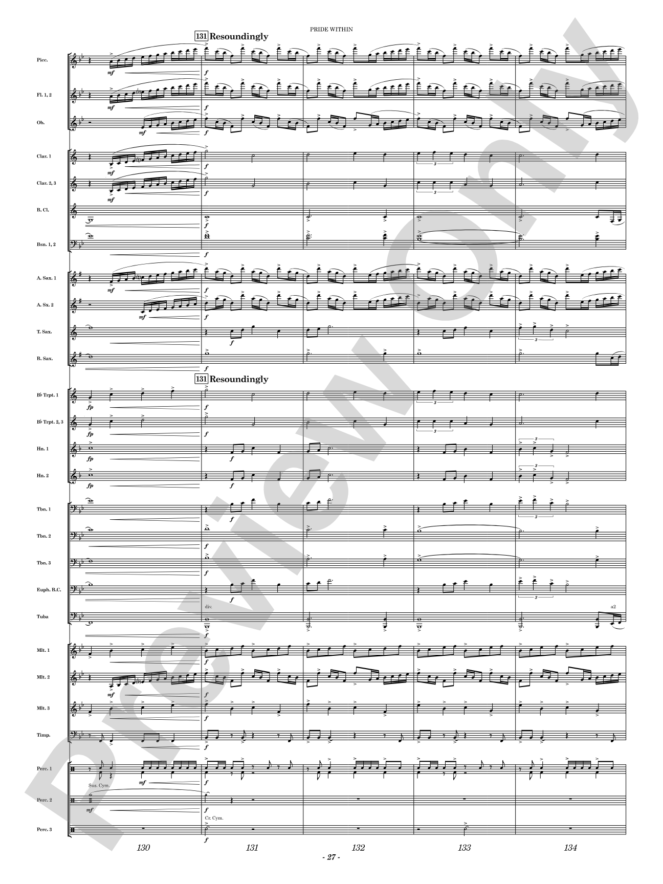 Pride Within: Concert Band Conductor Score & Parts