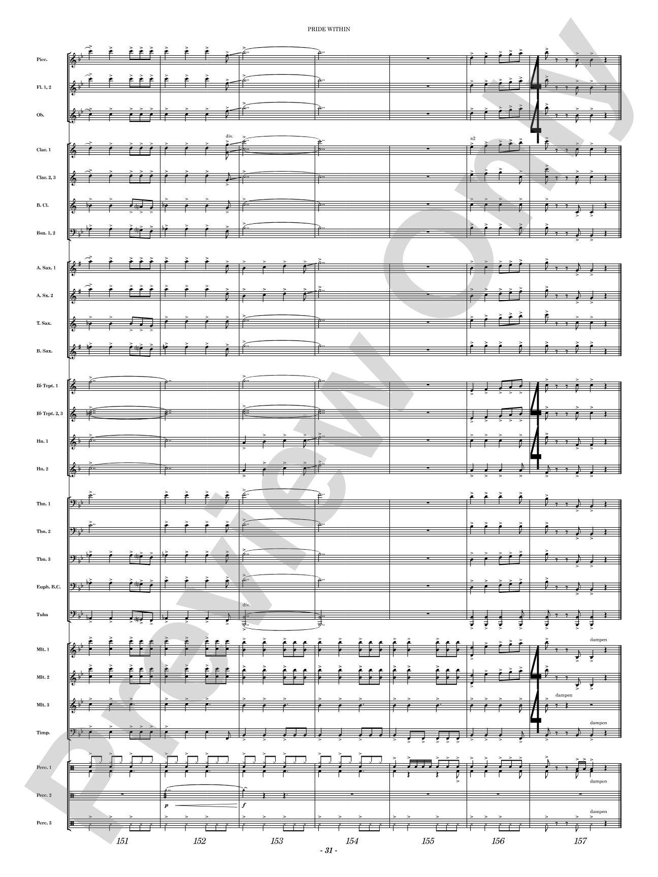 Pride Within: Concert Band Conductor Score & Parts