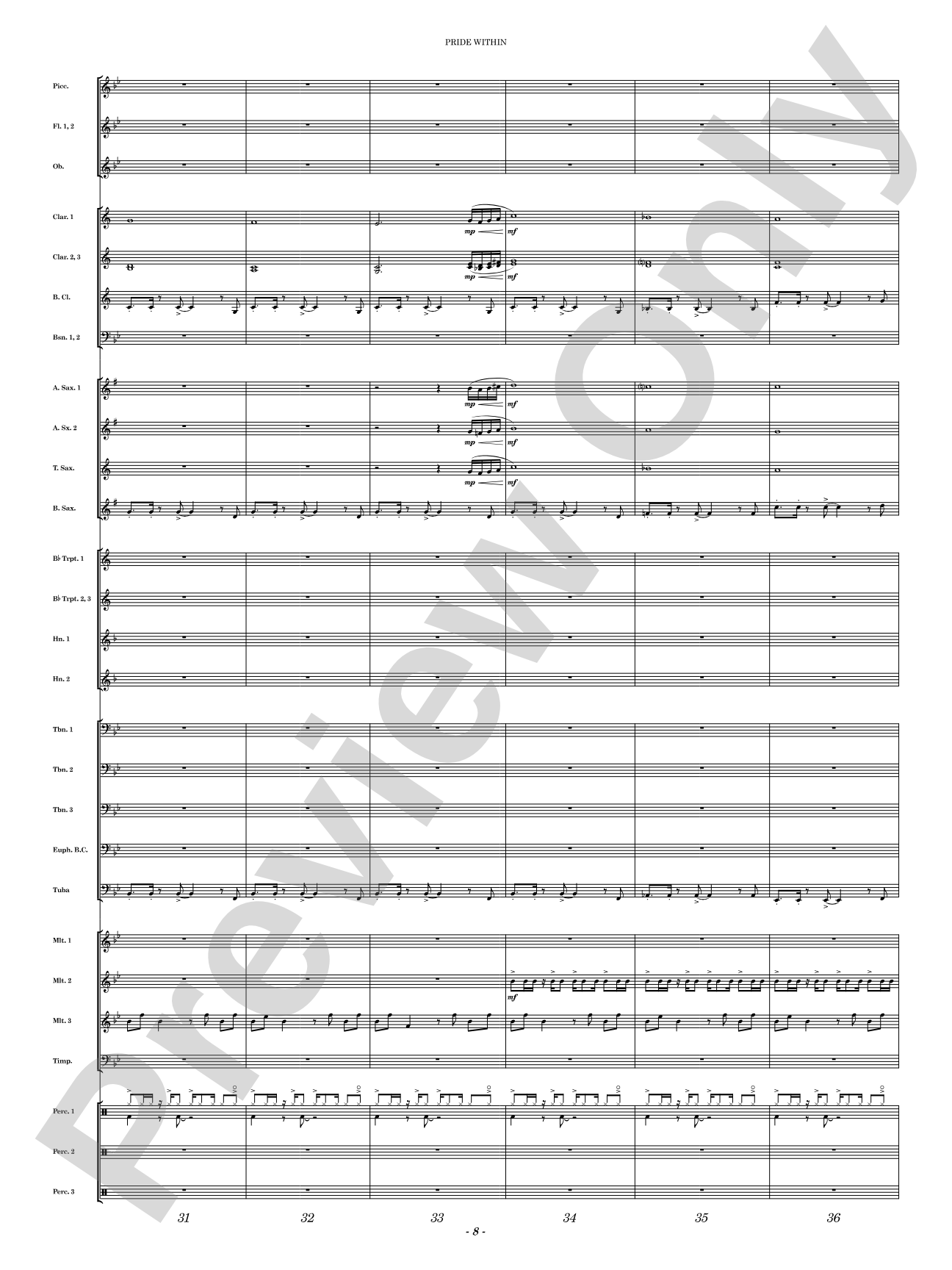 Pride Within: Concert Band Conductor Score & Parts