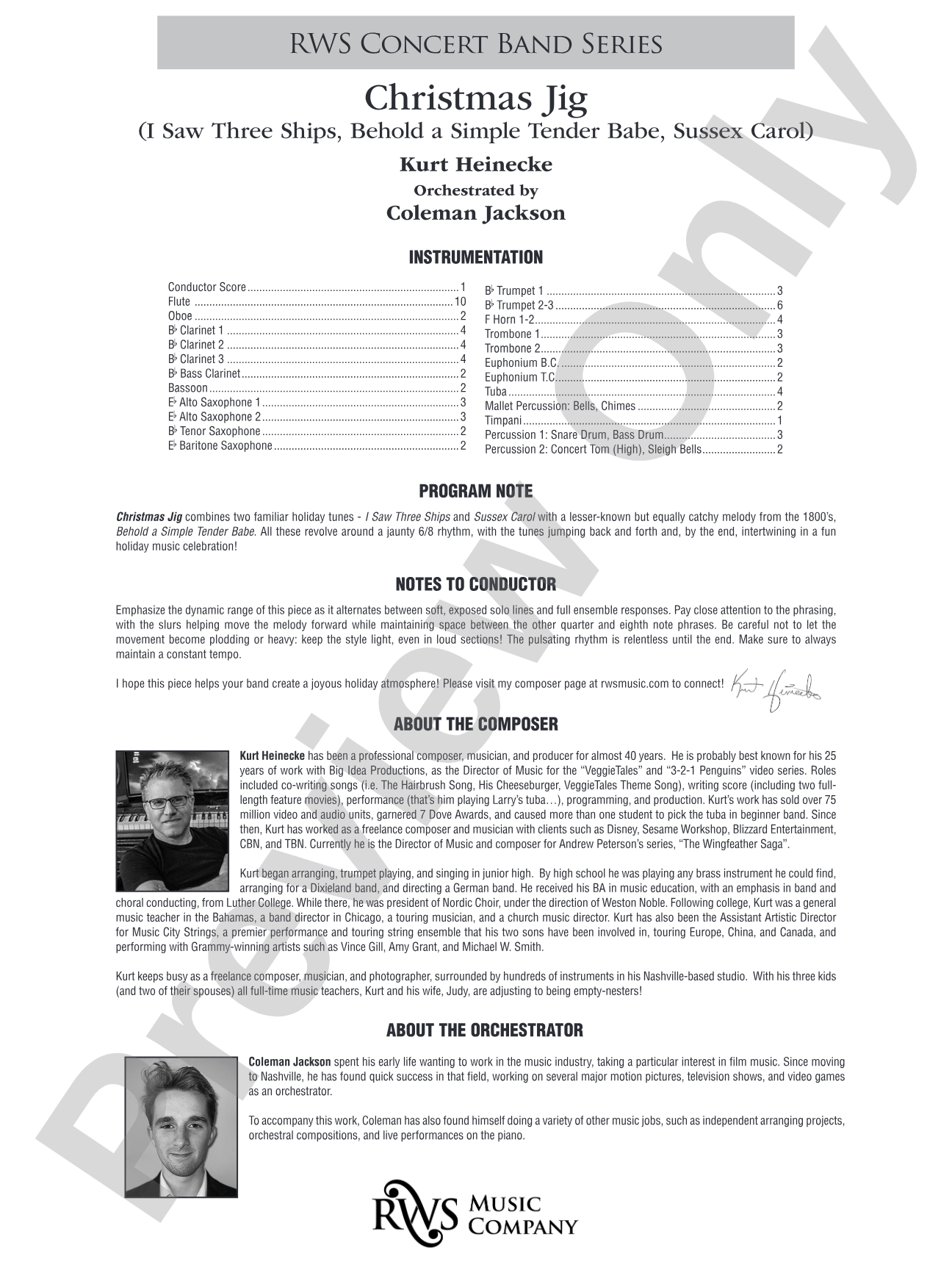 Christmas Jig: Concert Band Conductor Score & Parts