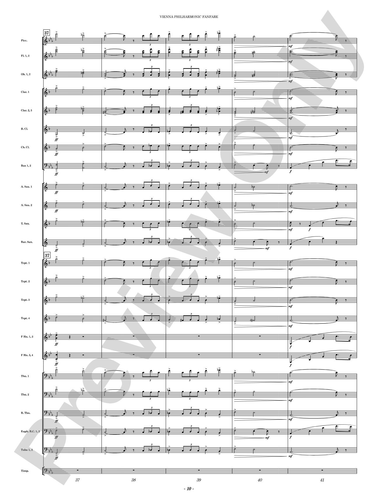 Vienna Philharmonic Fanfare: Concert Band Conductor Score & Parts