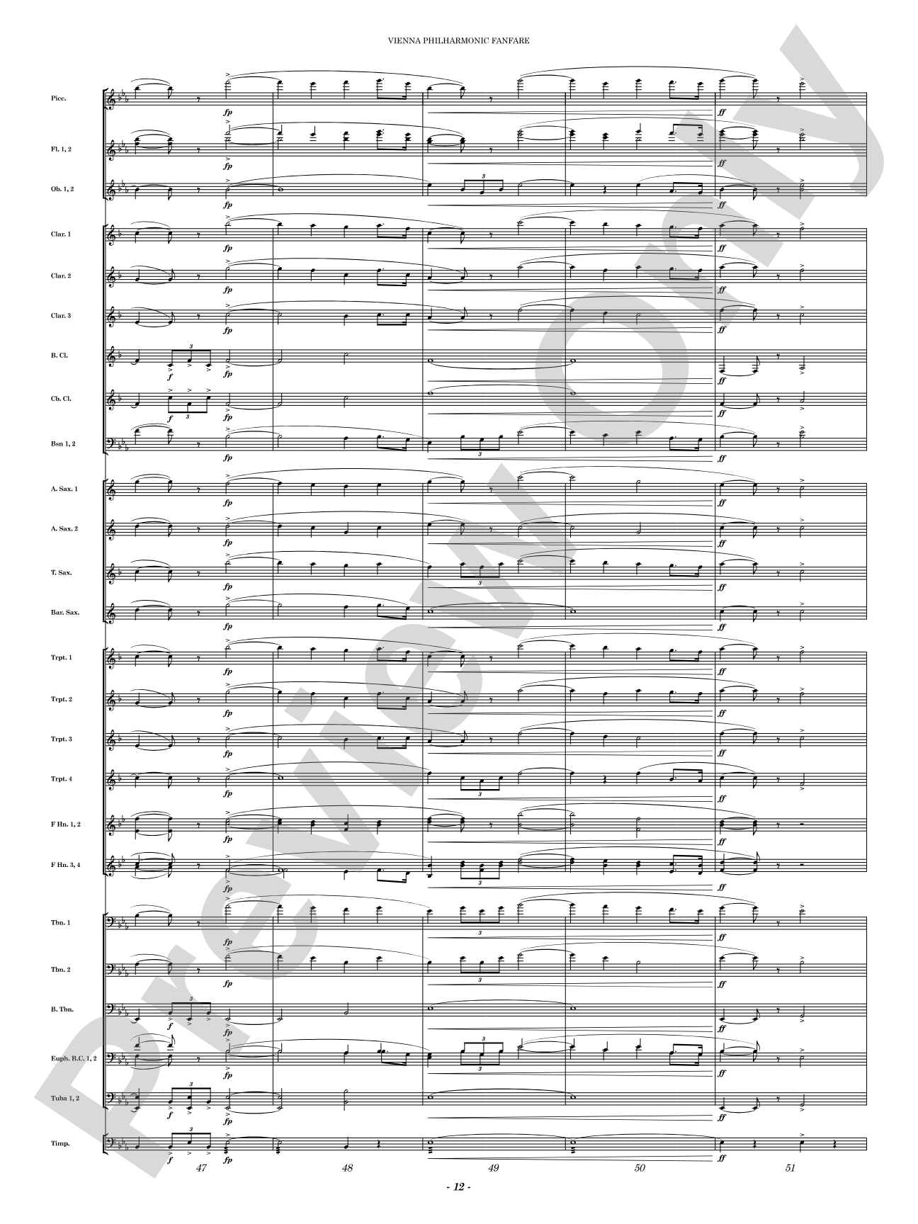 Vienna Philharmonic Fanfare: Concert Band Conductor Score & Parts