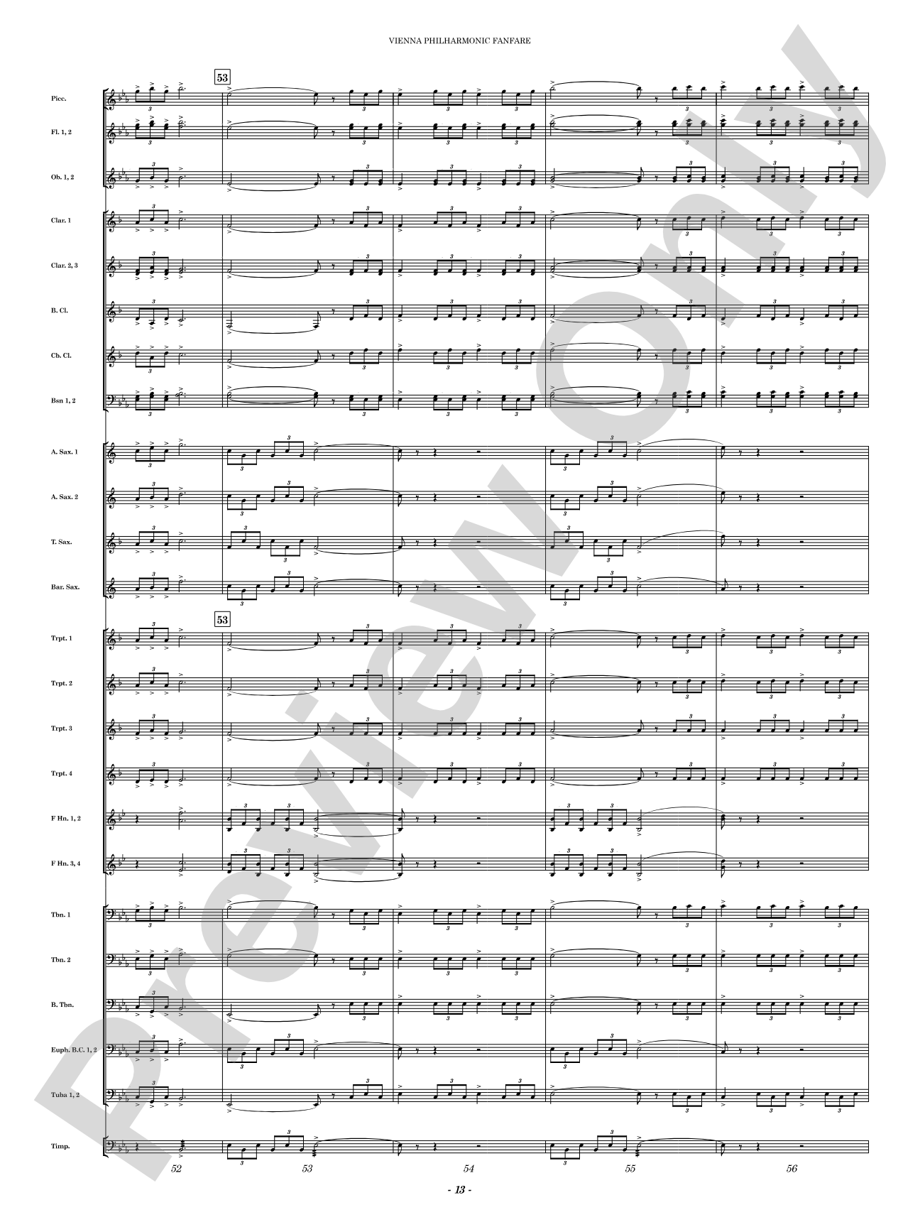 Vienna Philharmonic Fanfare: Concert Band Conductor Score & Parts