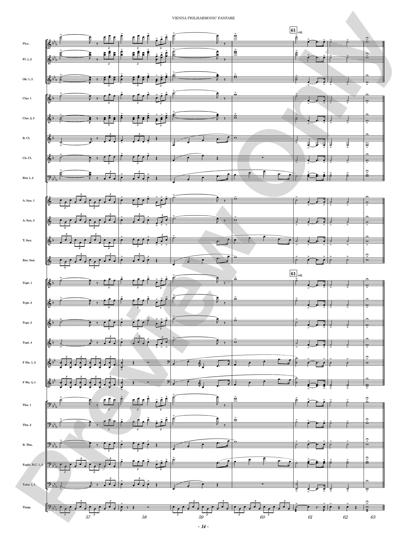 Vienna Philharmonic Fanfare: Concert Band Conductor Score & Parts