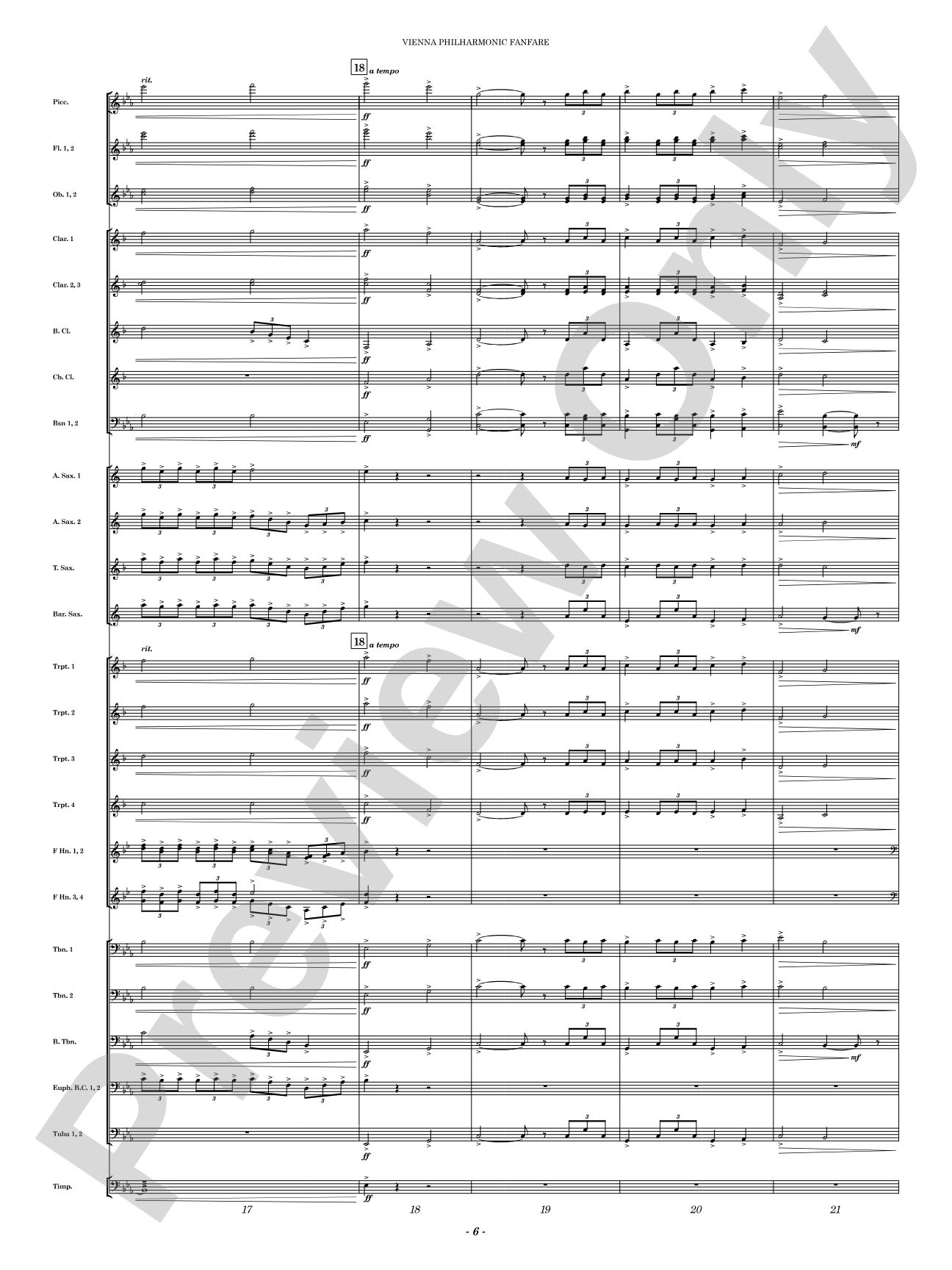 Vienna Philharmonic Fanfare: Concert Band Conductor Score & Parts