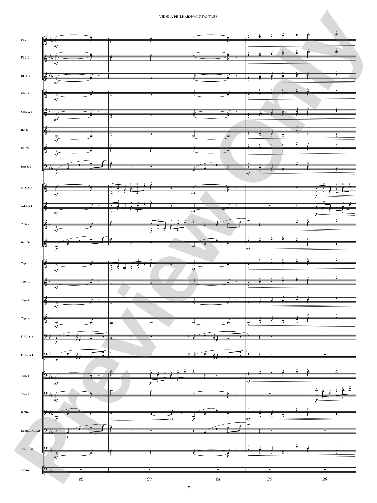 Vienna Philharmonic Fanfare: Concert Band Conductor Score & Parts
