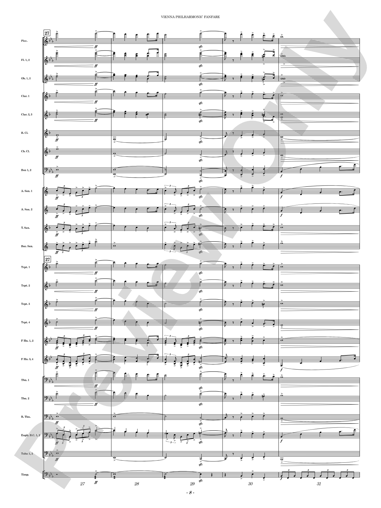 Vienna Philharmonic Fanfare: Concert Band Conductor Score & Parts