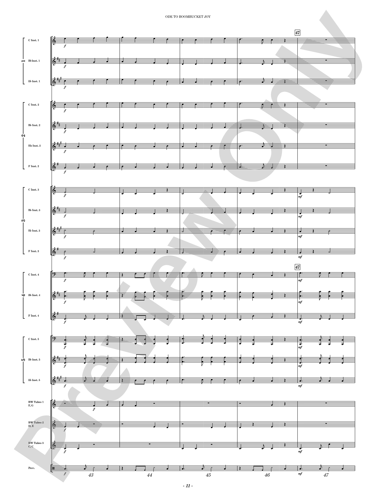 Ode to Boombucket Joy: Concert Band Conductor Score & Parts