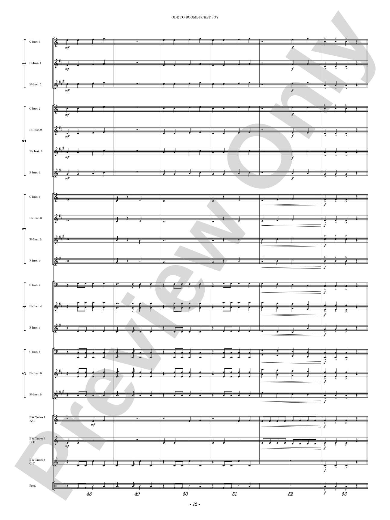 Ode to Boombucket Joy: Concert Band Conductor Score & Parts