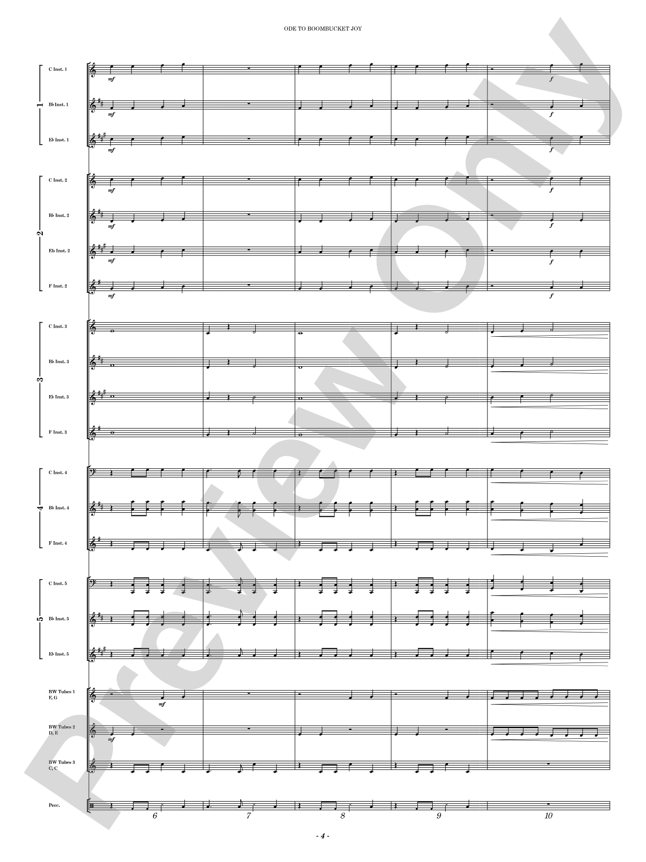 Ode to Boombucket Joy: Concert Band Conductor Score & Parts