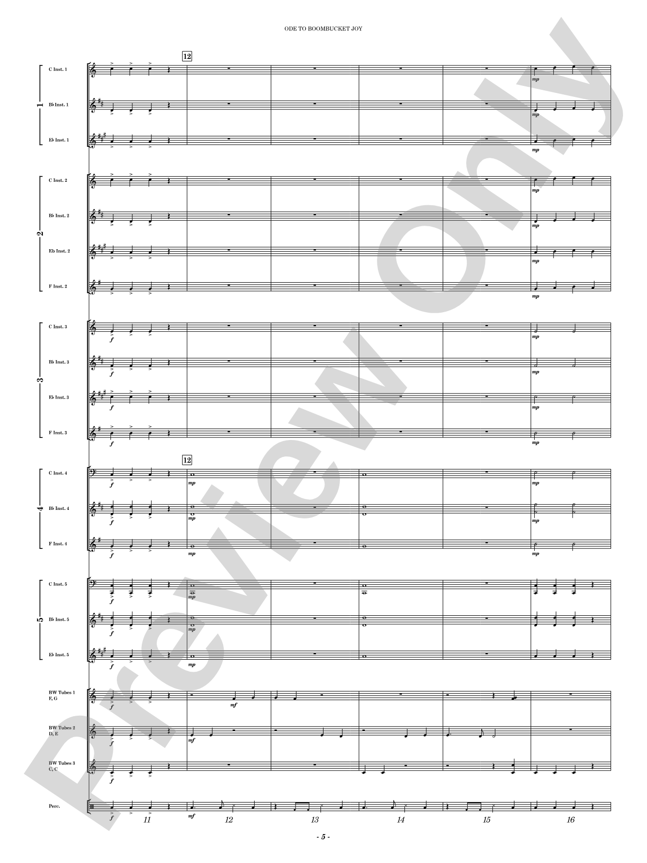 Ode to Boombucket Joy: Concert Band Conductor Score & Parts