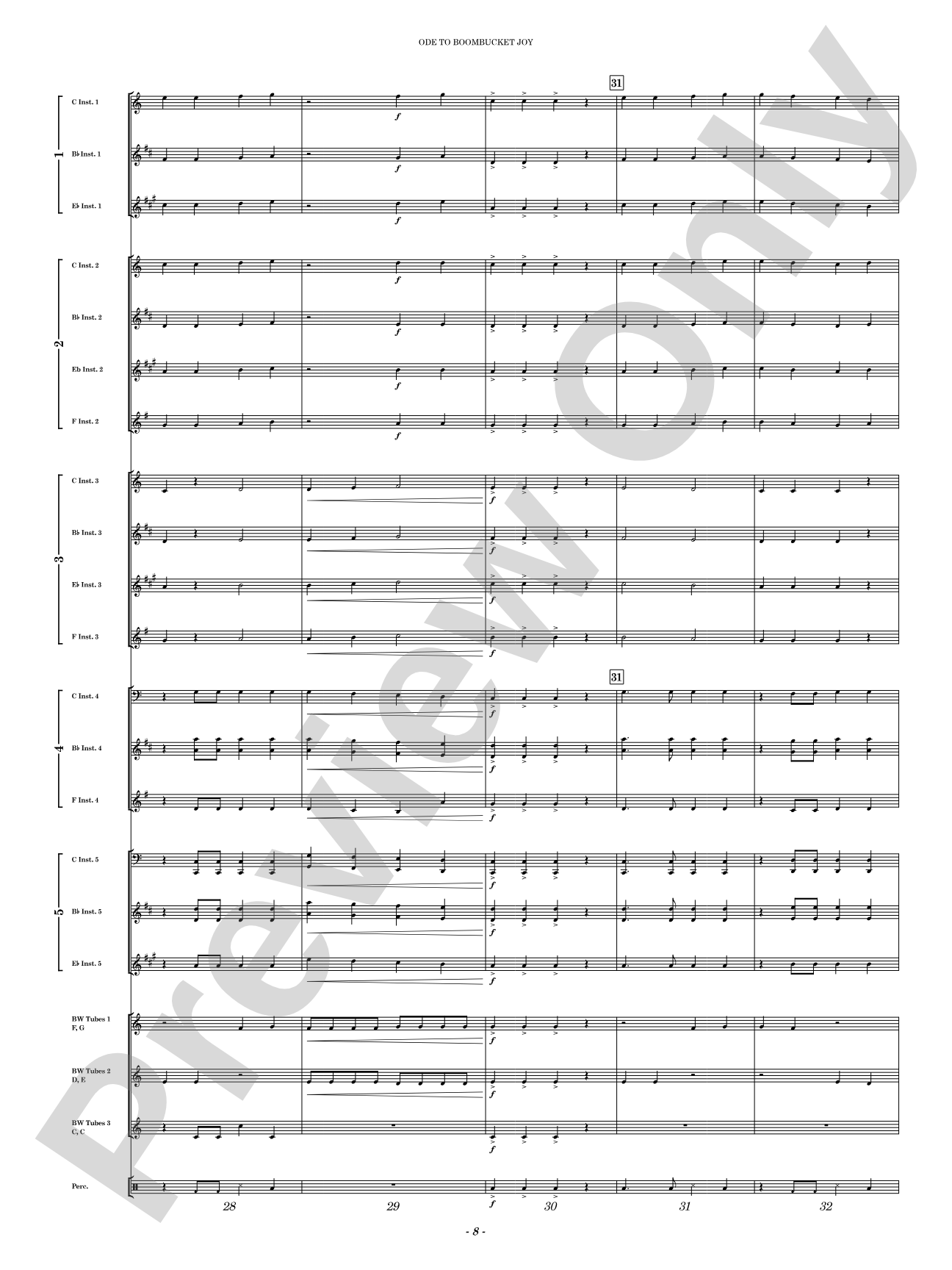 Ode to Boombucket Joy: Concert Band Conductor Score & Parts