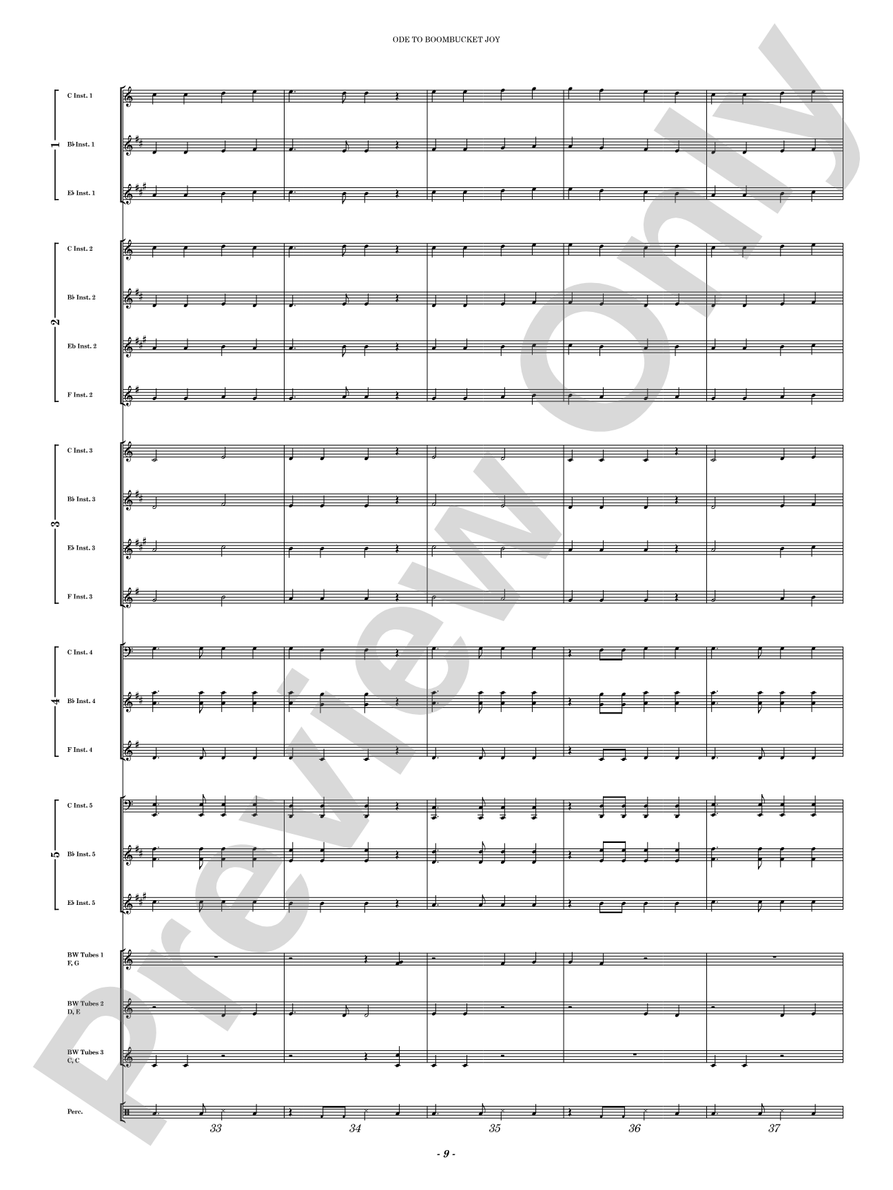 Ode to Boombucket Joy: Concert Band Conductor Score & Parts
