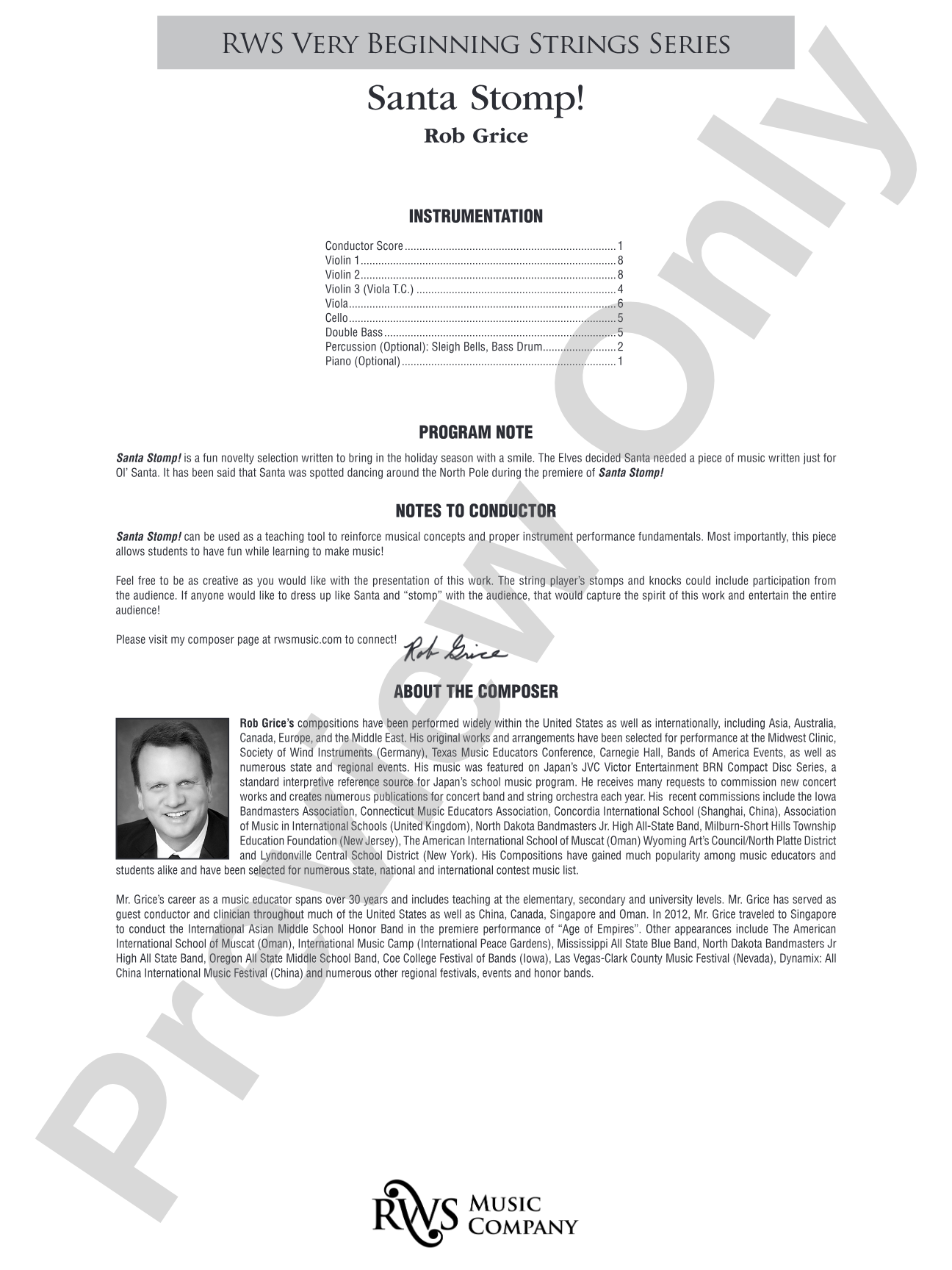 Santa Stomp: String Orchestra Conductor Score & Parts