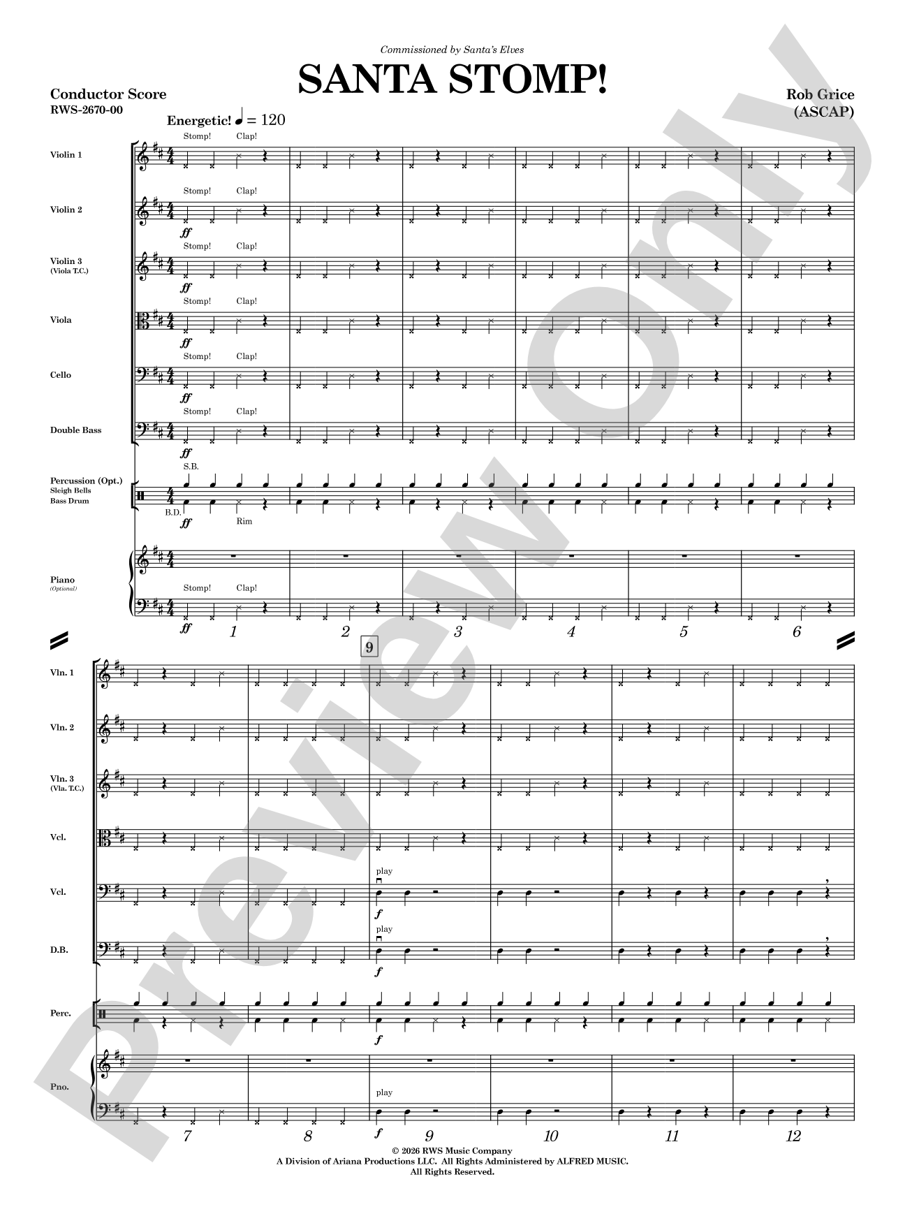 Santa Stomp: String Orchestra Conductor Score & Parts