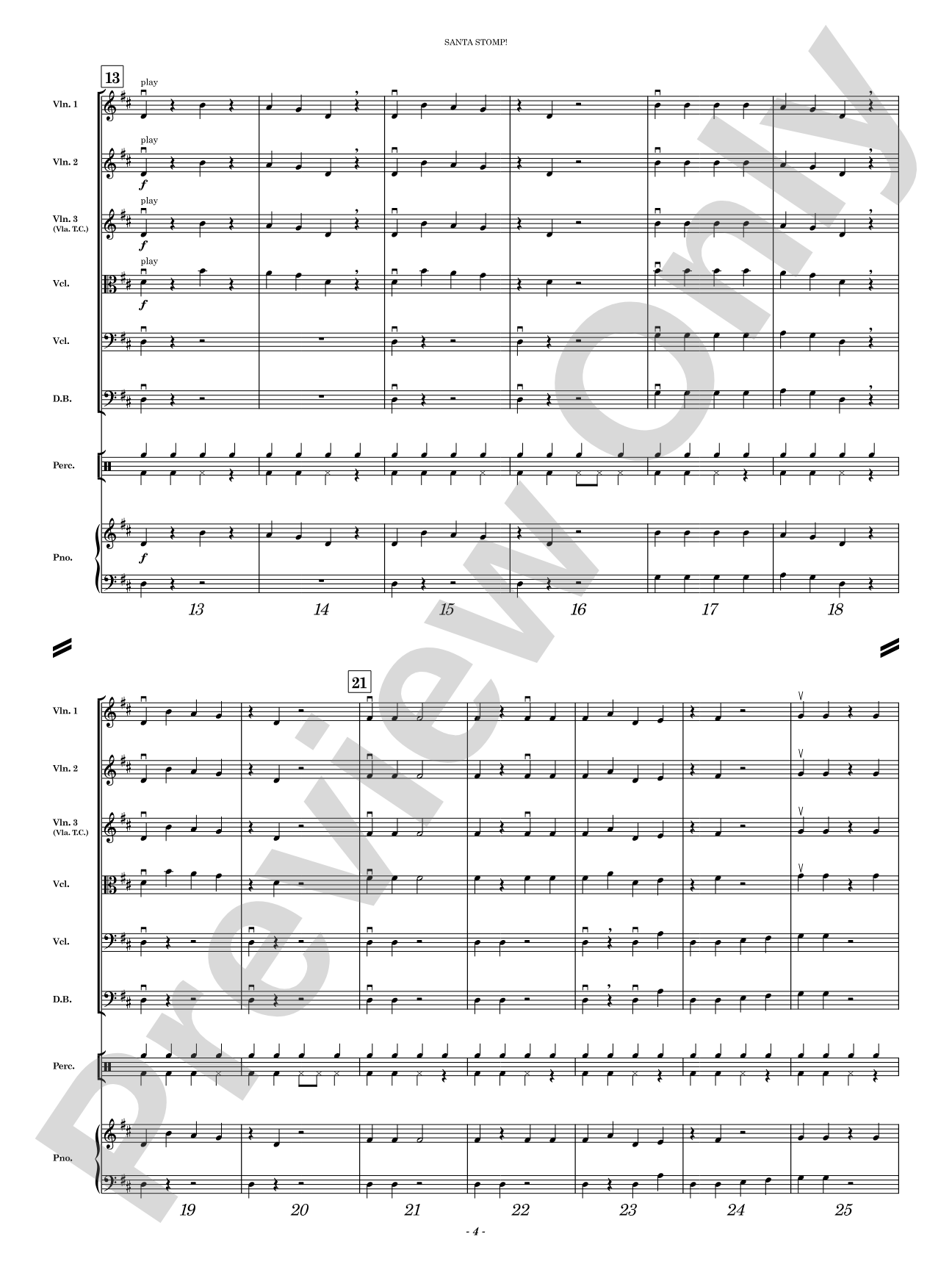Santa Stomp: String Orchestra Conductor Score & Parts