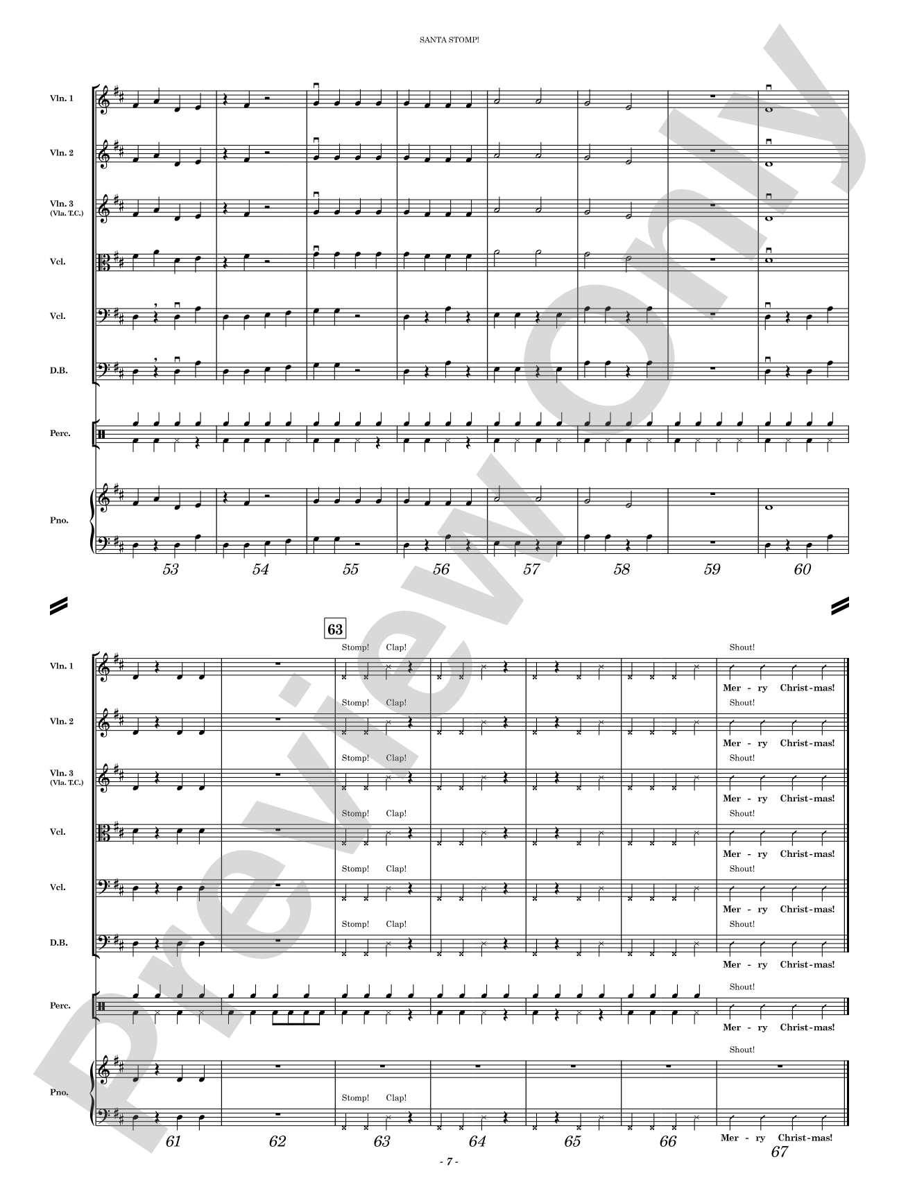 Santa Stomp: String Orchestra Conductor Score & Parts
