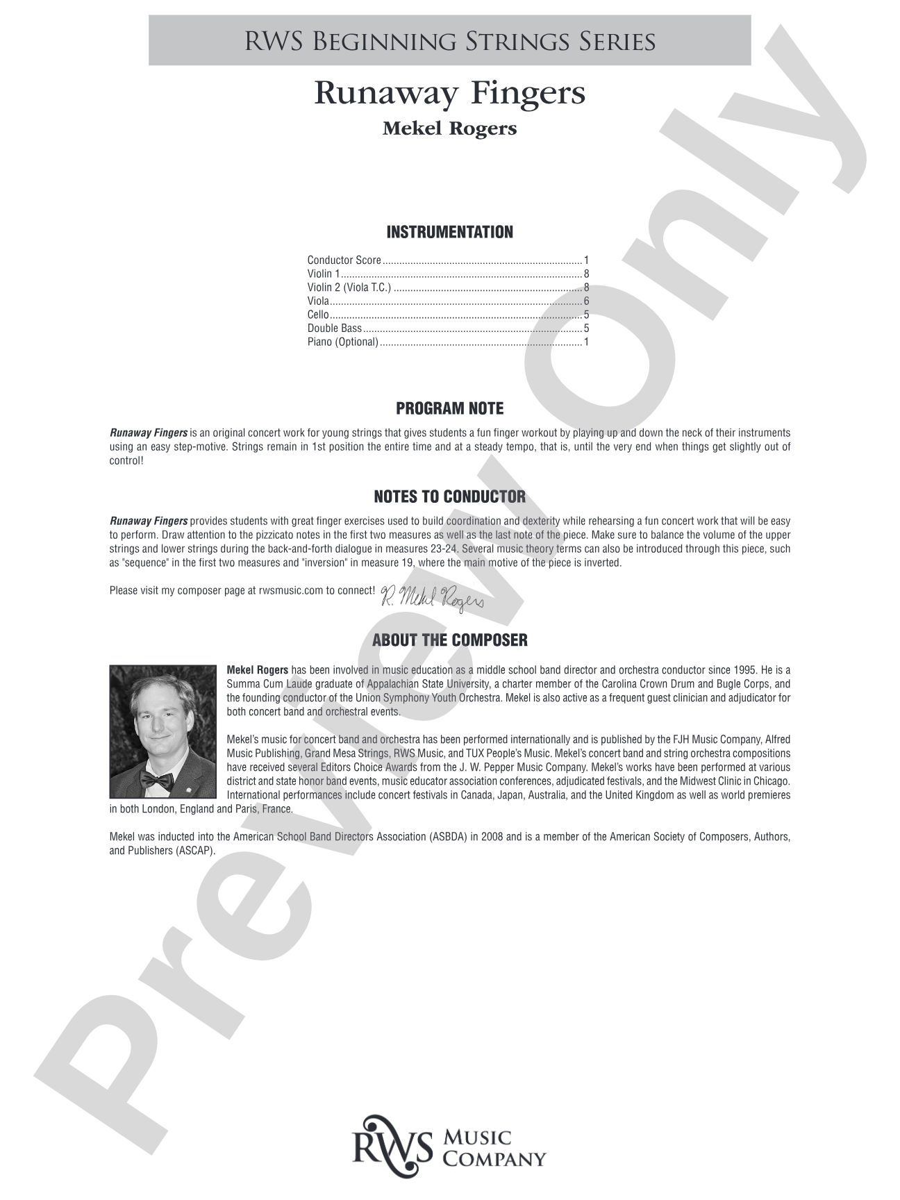 Runaway Fingers: String Orchestra Conductor Score & Parts