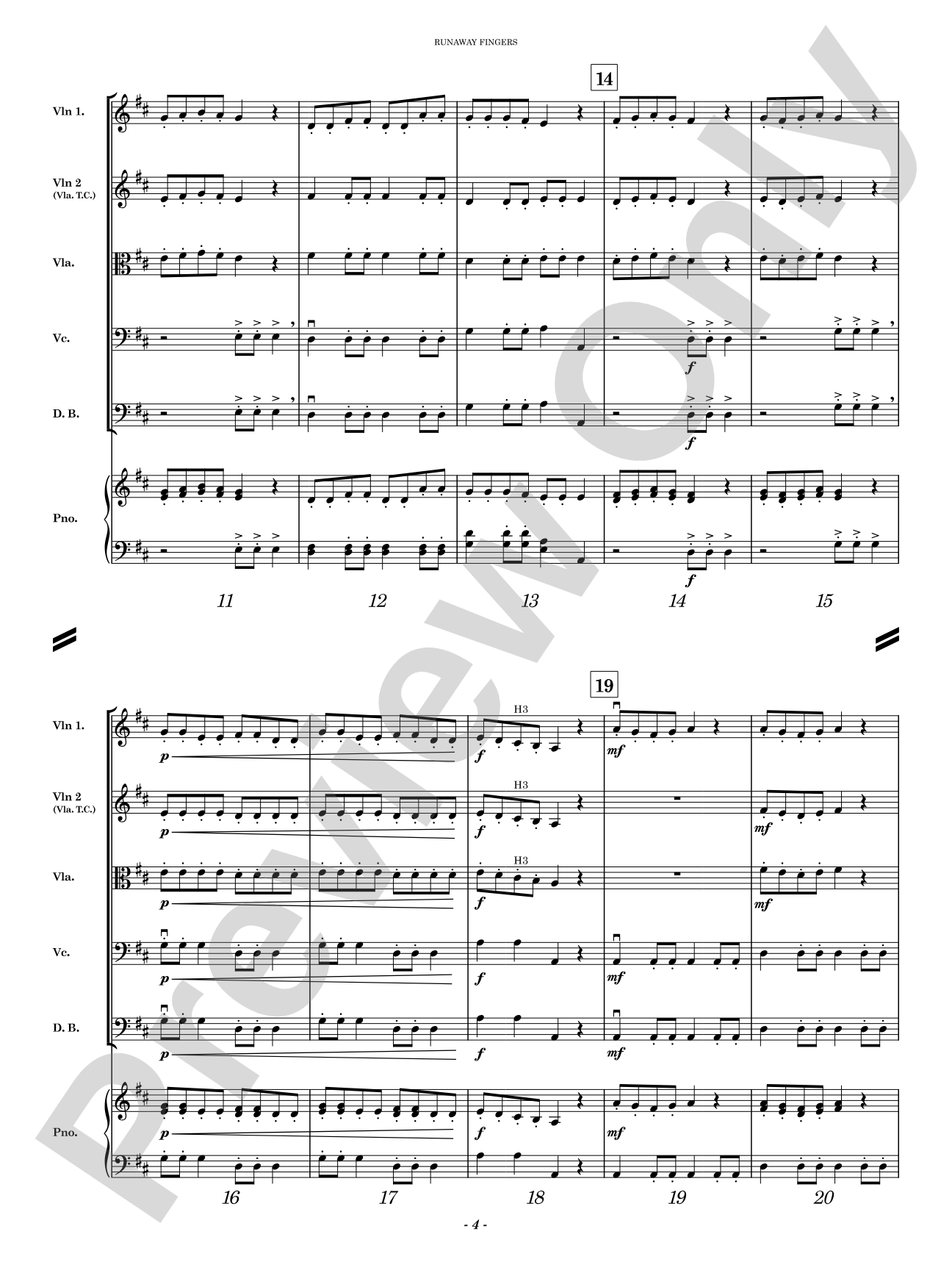 Runaway Fingers: String Orchestra Conductor Score & Parts