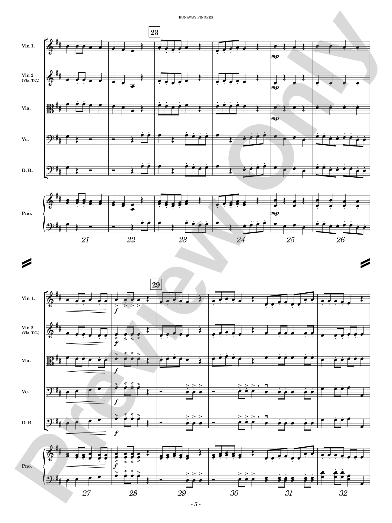 Runaway Fingers: String Orchestra Conductor Score & Parts