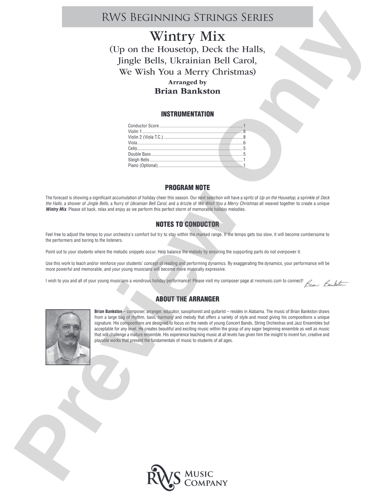 Wintry Mix: String Orchestra Conductor Score & Parts