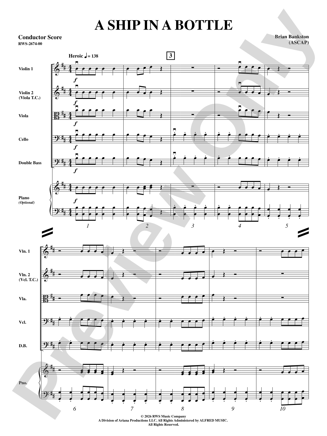 A Ship in a Bottle: String Orchestra Conductor Score & Parts