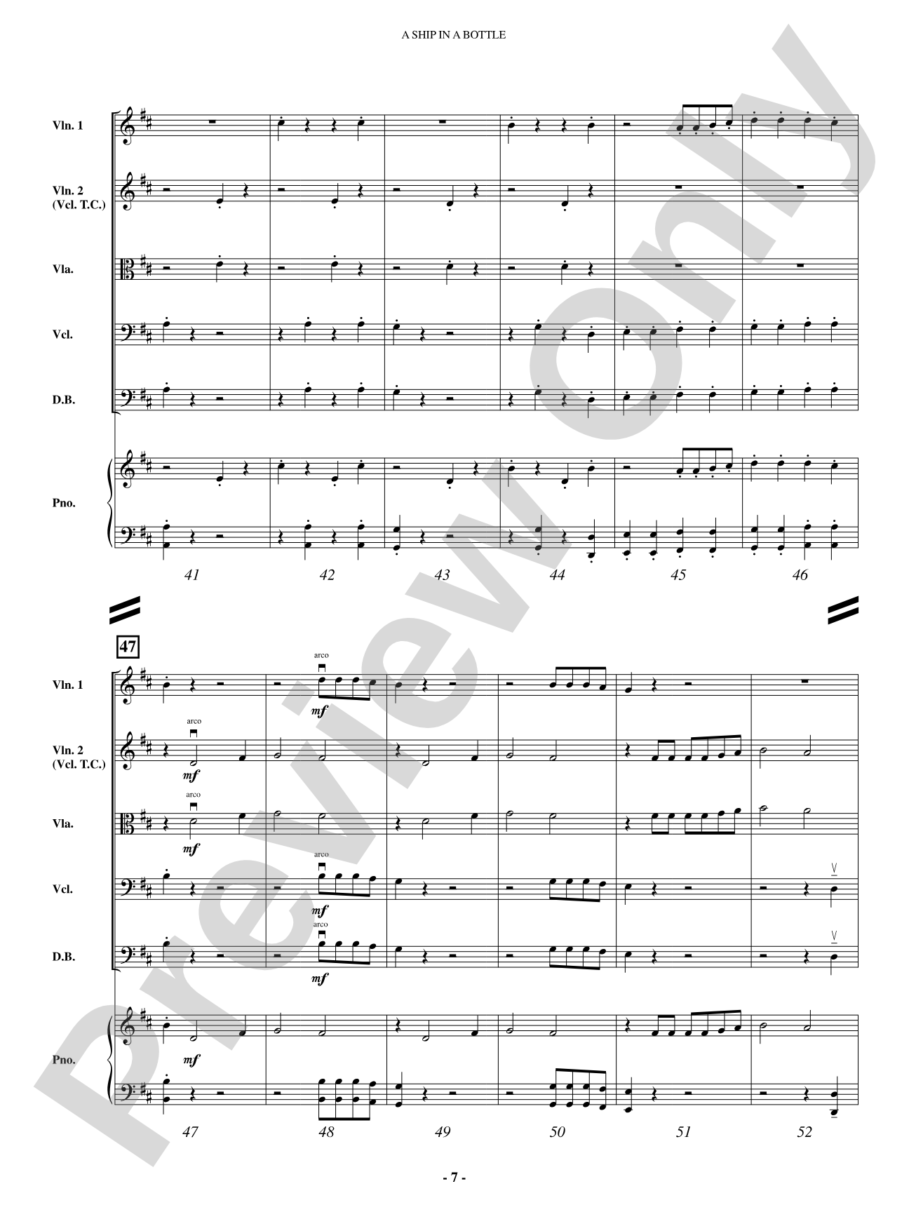 A Ship in a Bottle: String Orchestra Conductor Score & Parts