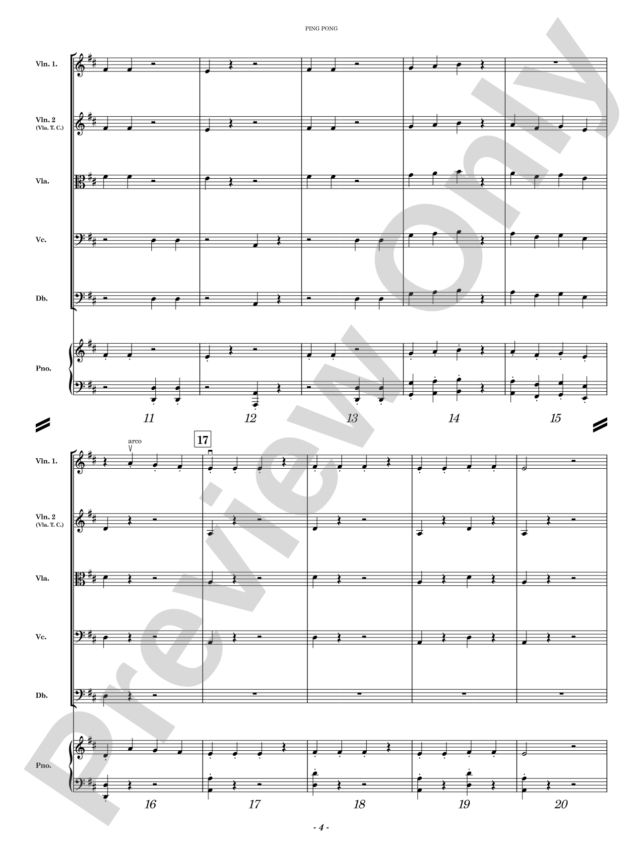 Ping Pong: String Orchestra Conductor Score & Parts