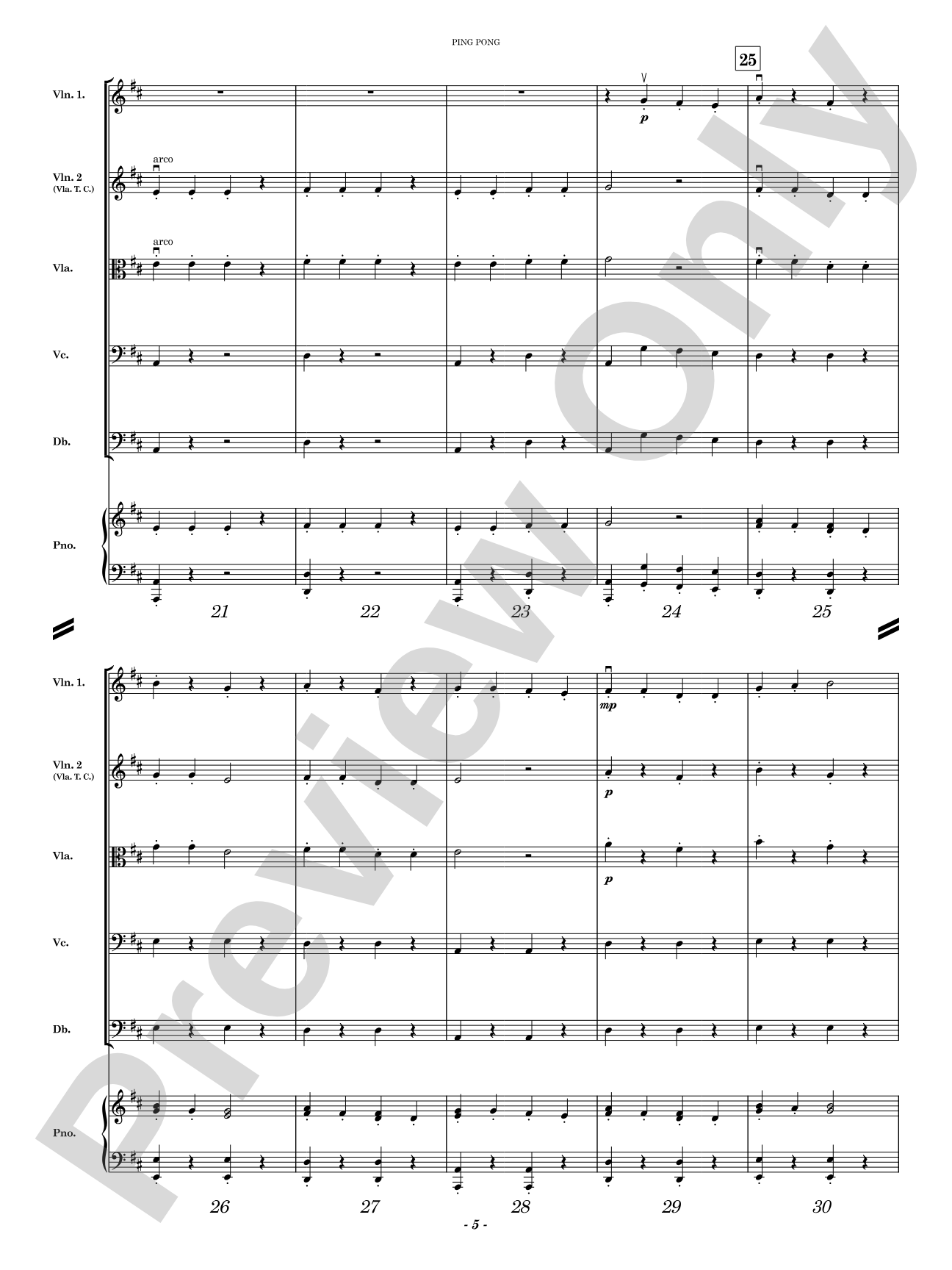 Ping Pong: String Orchestra Conductor Score & Parts