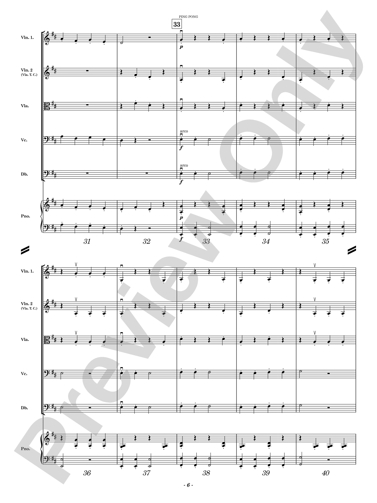 Ping Pong: String Orchestra Conductor Score & Parts