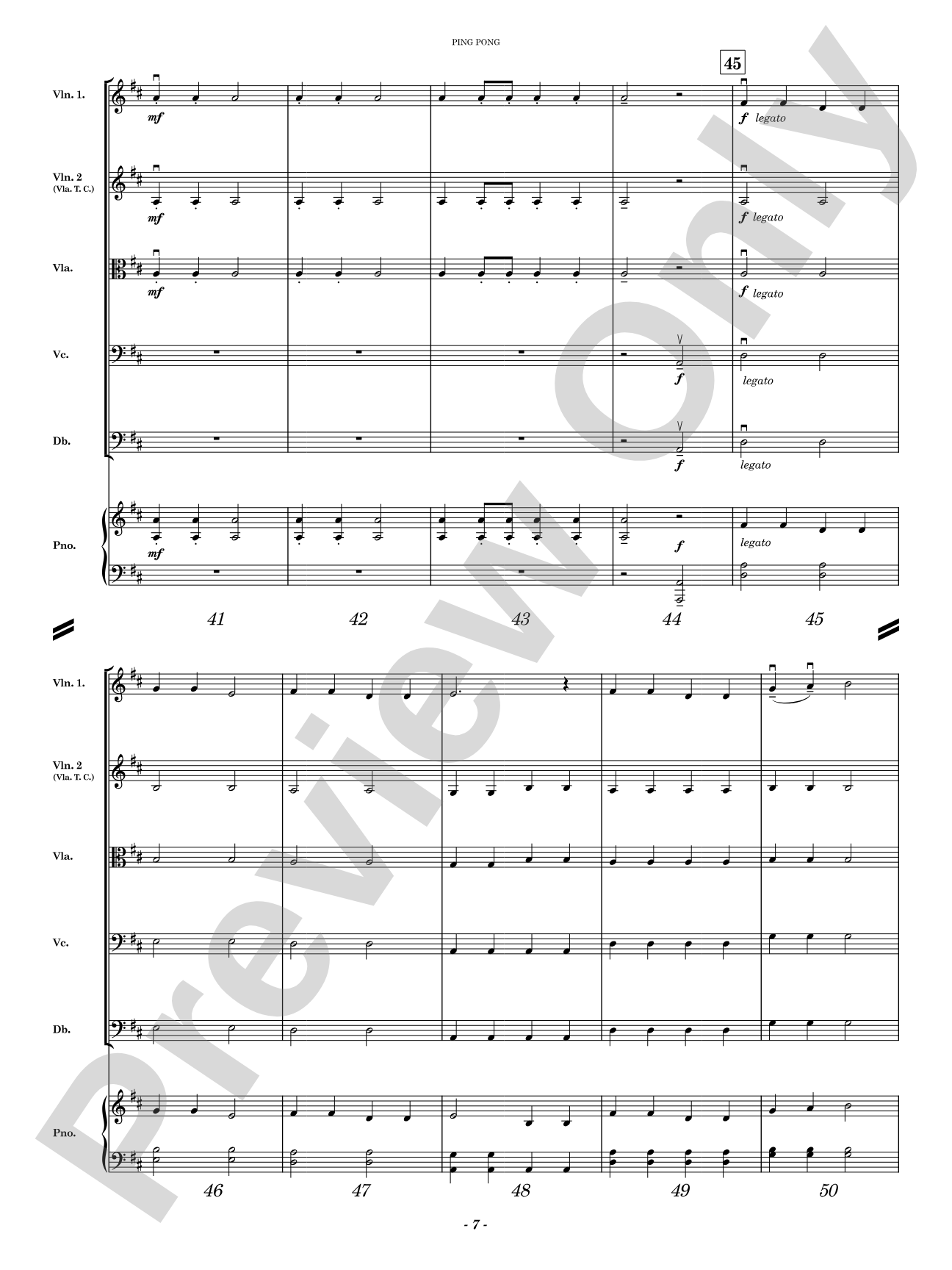 Ping Pong: String Orchestra Conductor Score & Parts