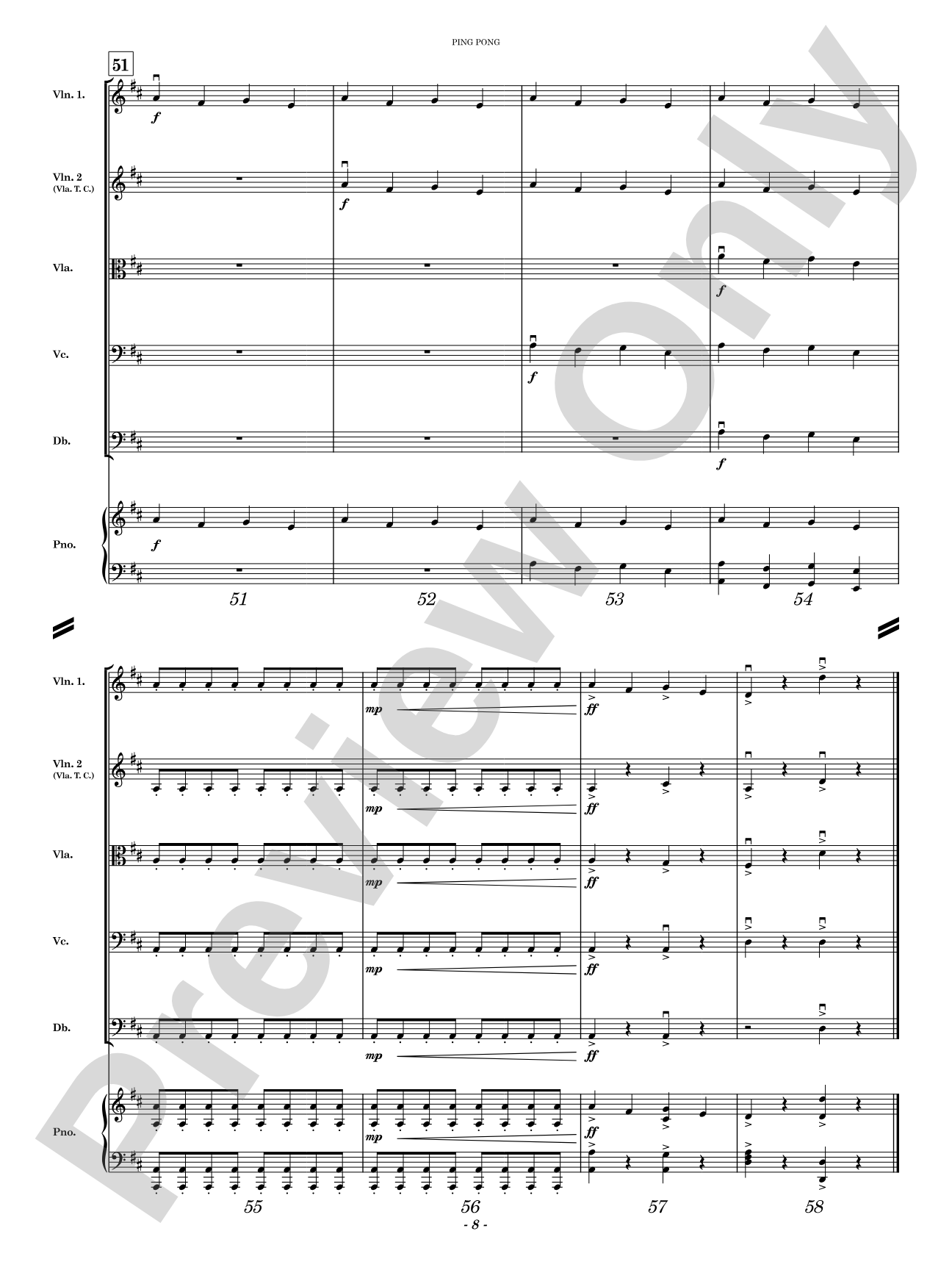 Ping Pong: String Orchestra Conductor Score & Parts