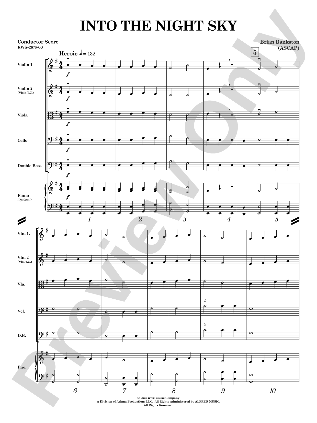 Into the Night Sky: String Orchestra Conductor Score & Parts