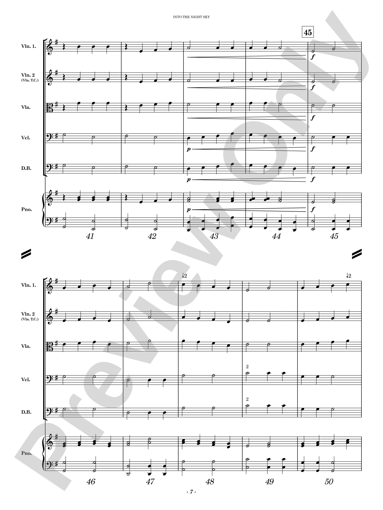 Into the Night Sky: String Orchestra Conductor Score & Parts