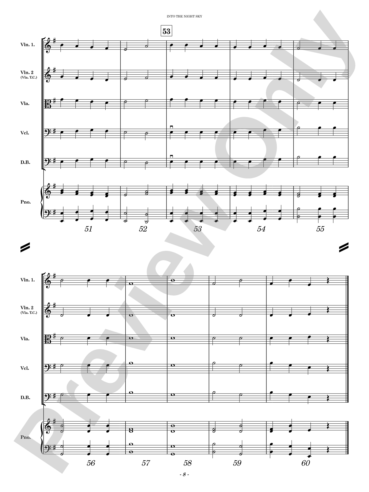 Into the Night Sky: String Orchestra Conductor Score & Parts