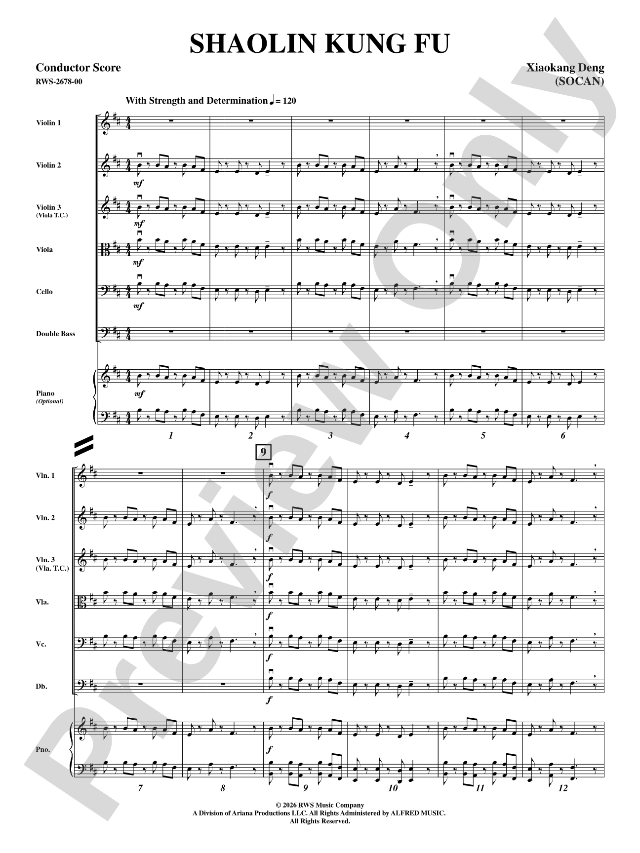 Shaolin Kung Fu: String Orchestra Conductor Score & Parts