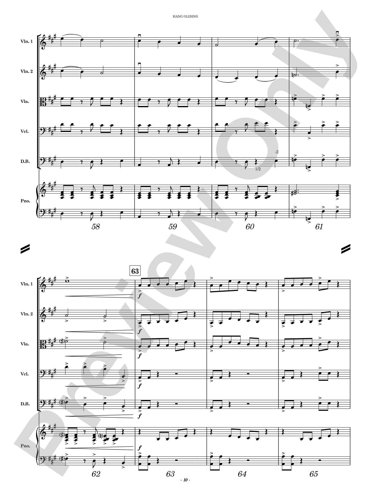 Hang Gliding: String Orchestra Conductor Score & Parts