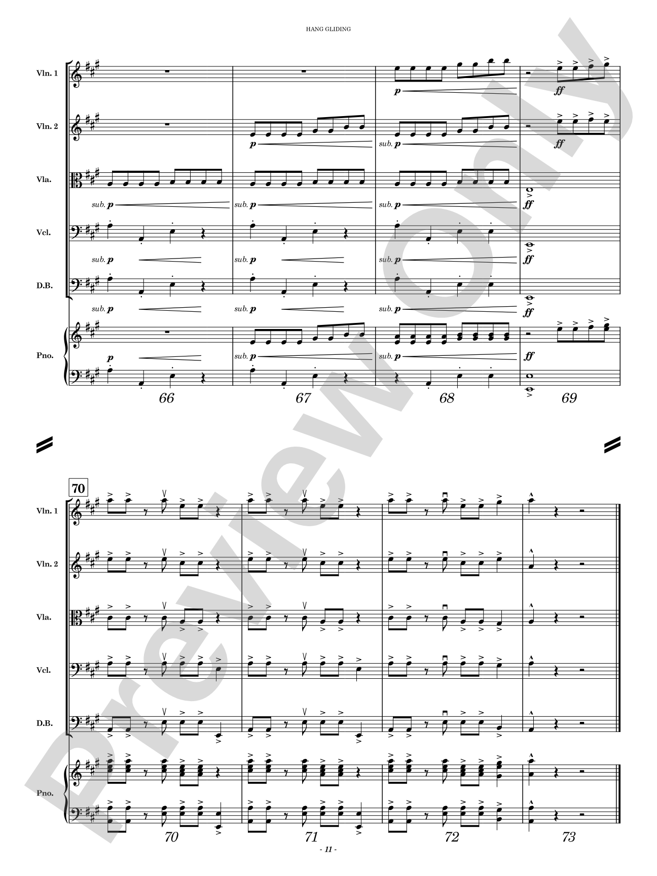 Hang Gliding: String Orchestra Conductor Score & Parts