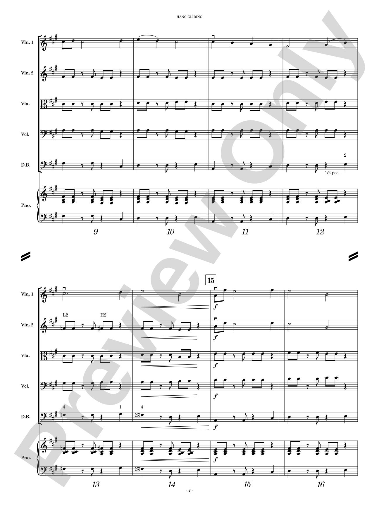 Hang Gliding: String Orchestra Conductor Score & Parts