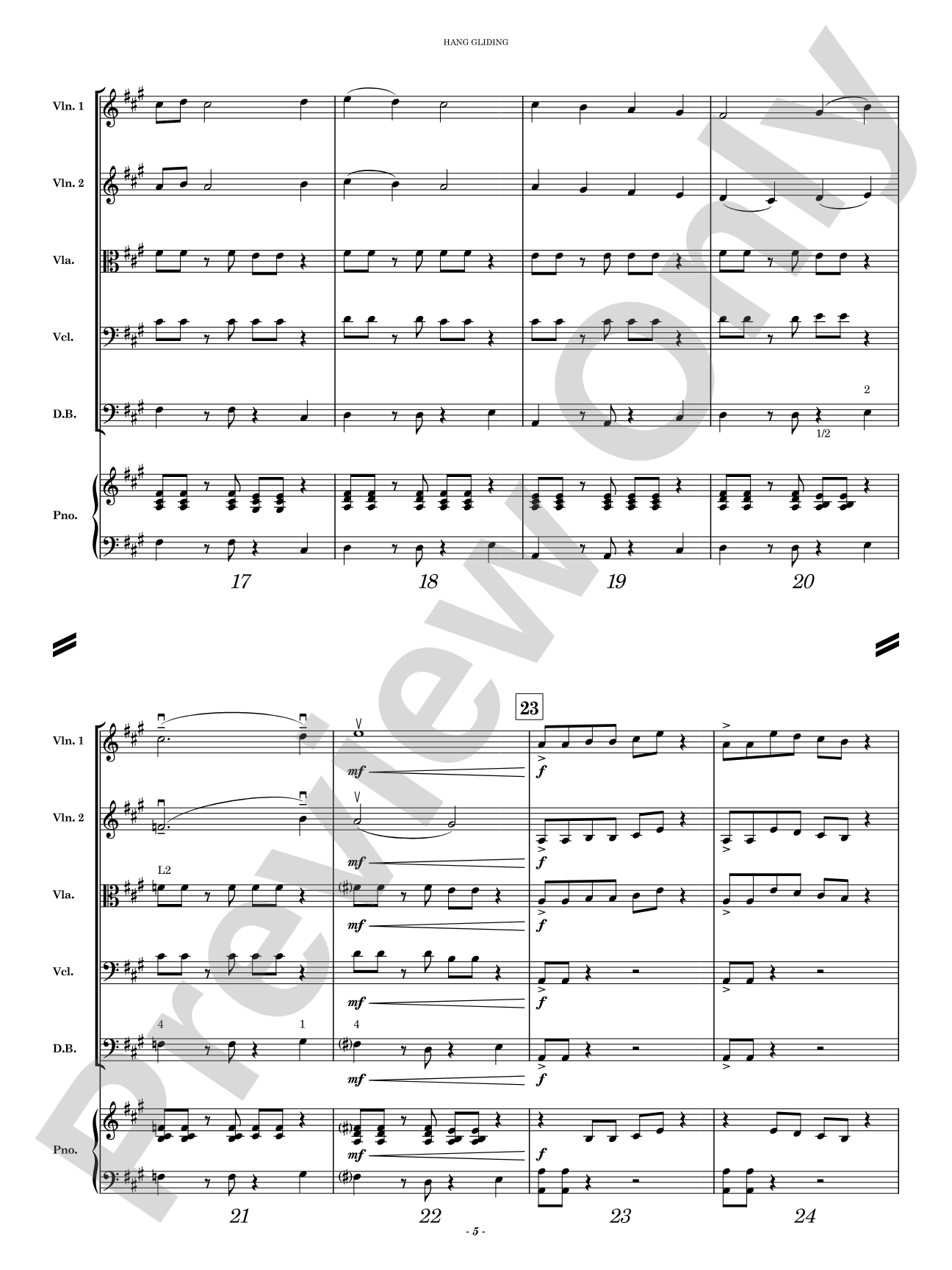 Hang Gliding: String Orchestra Conductor Score & Parts