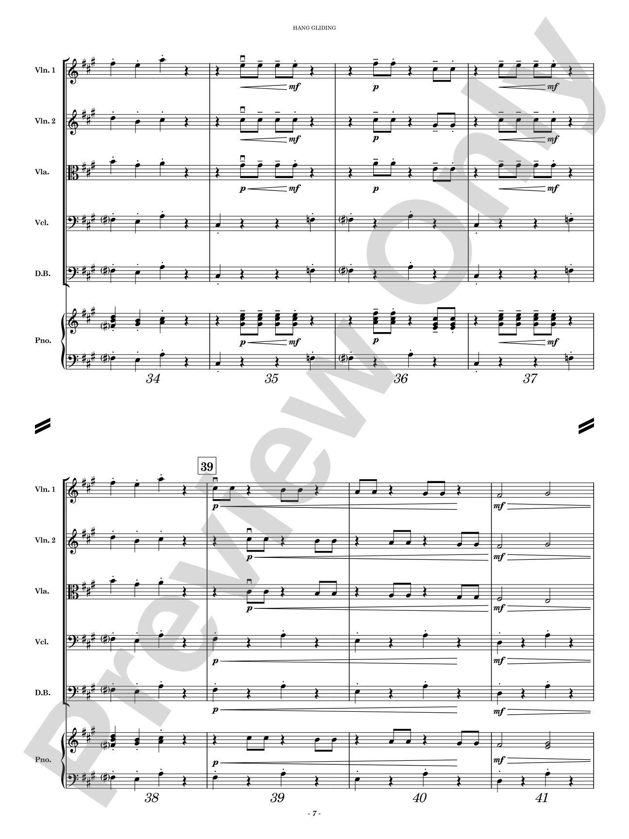 Hang Gliding: String Orchestra Conductor Score & Parts