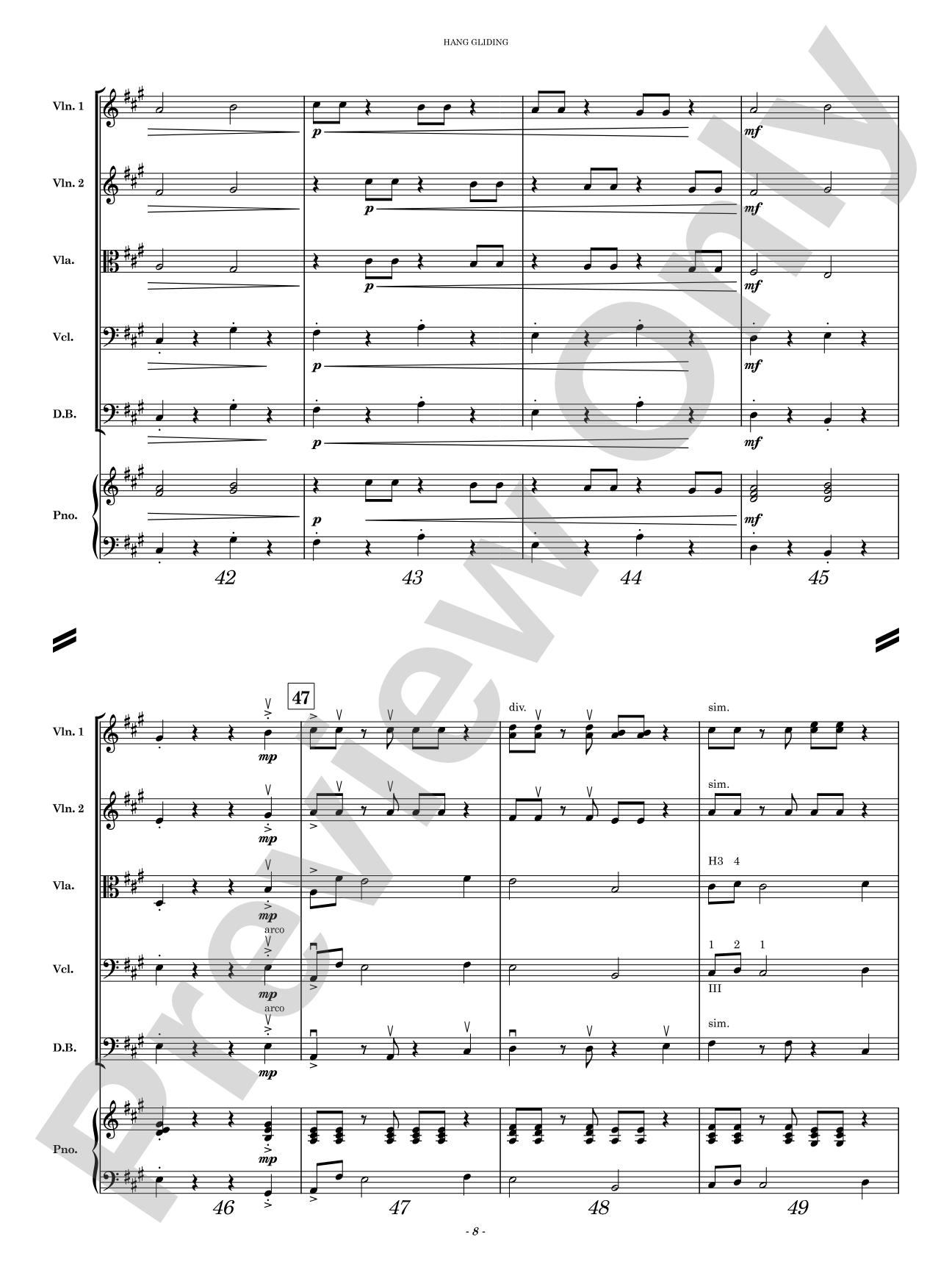 Hang Gliding: String Orchestra Conductor Score & Parts
