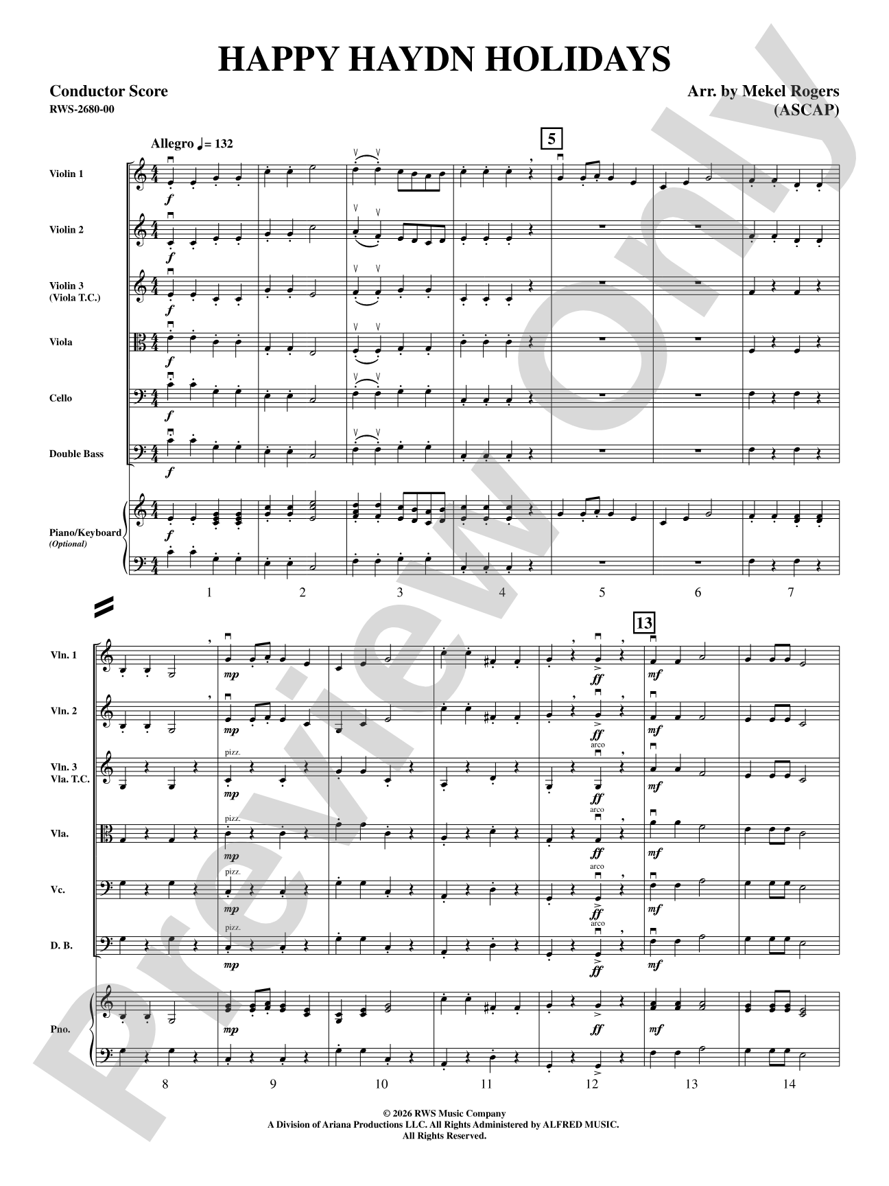 Happy Haydn Holidays: String Orchestra Conductor Score & Parts