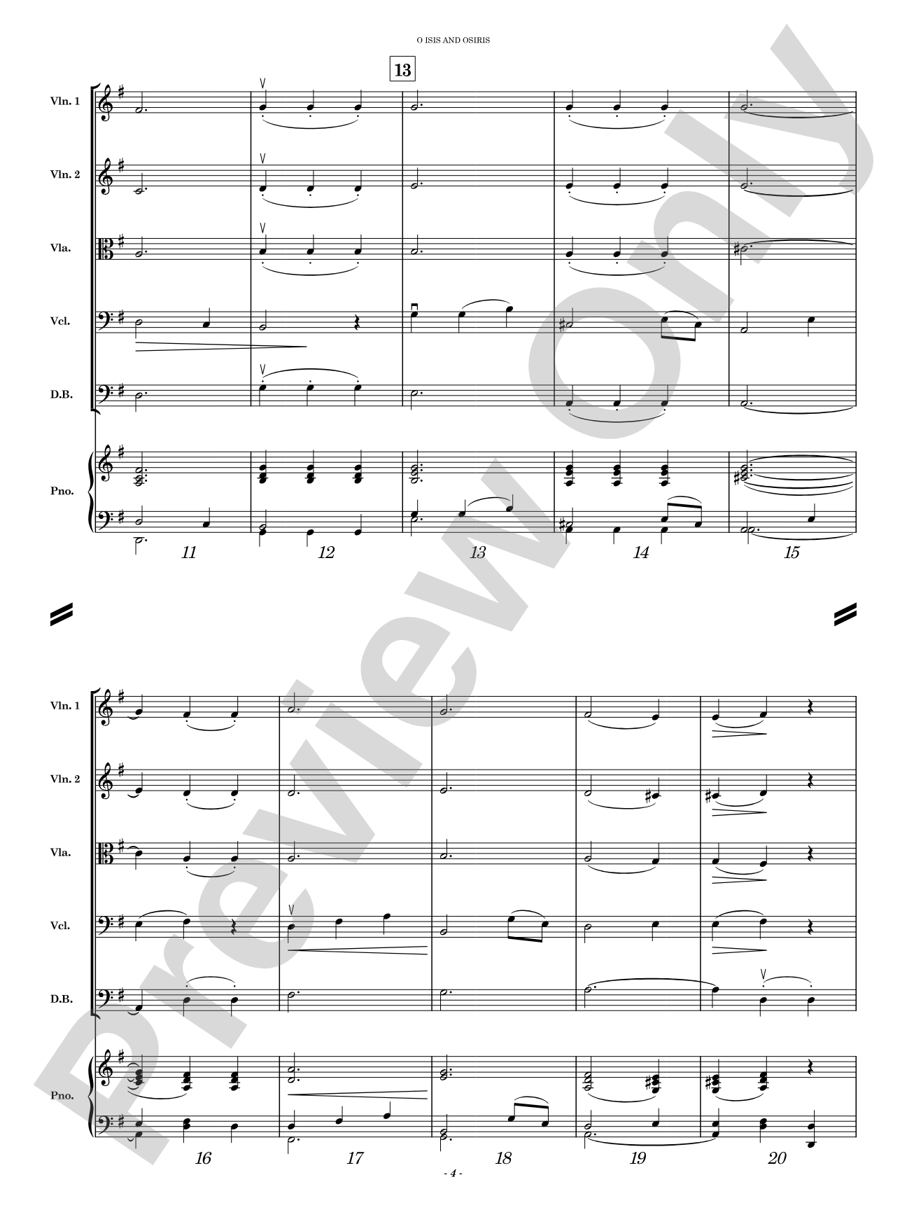 O Isis and Osiris: String Orchestra Conductor Score & Parts
