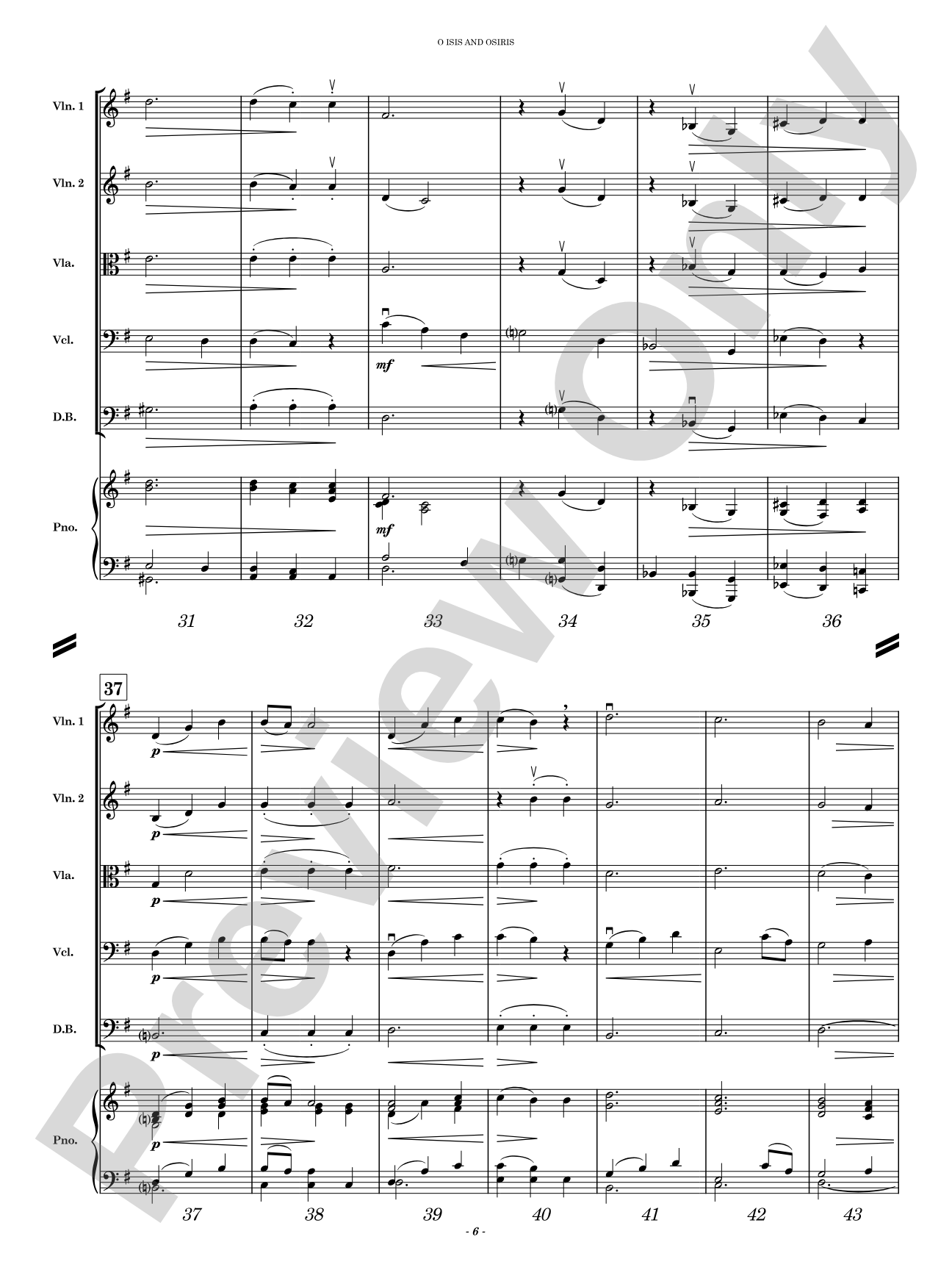 O Isis and Osiris: String Orchestra Conductor Score & Parts
