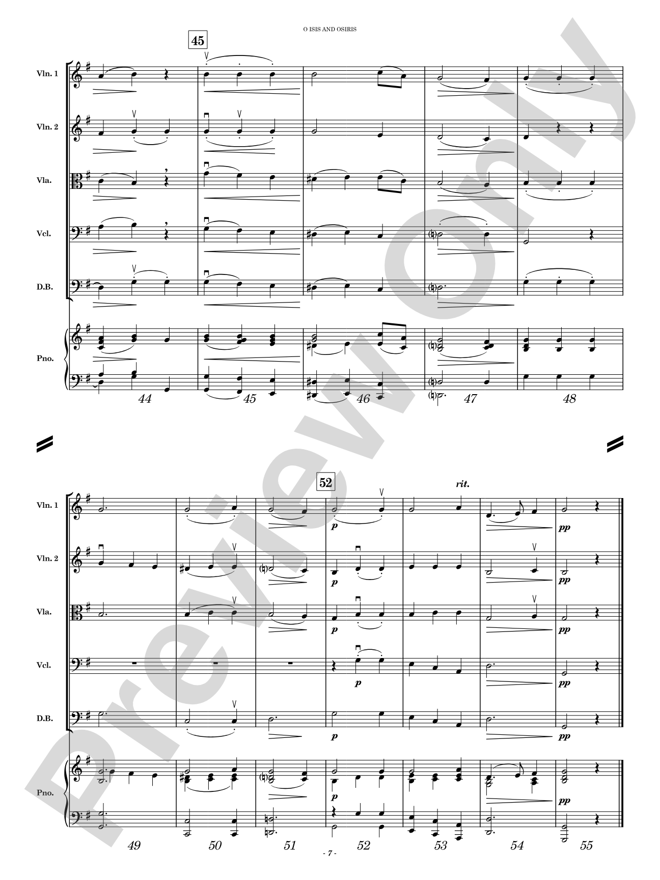 O Isis and Osiris: String Orchestra Conductor Score & Parts
