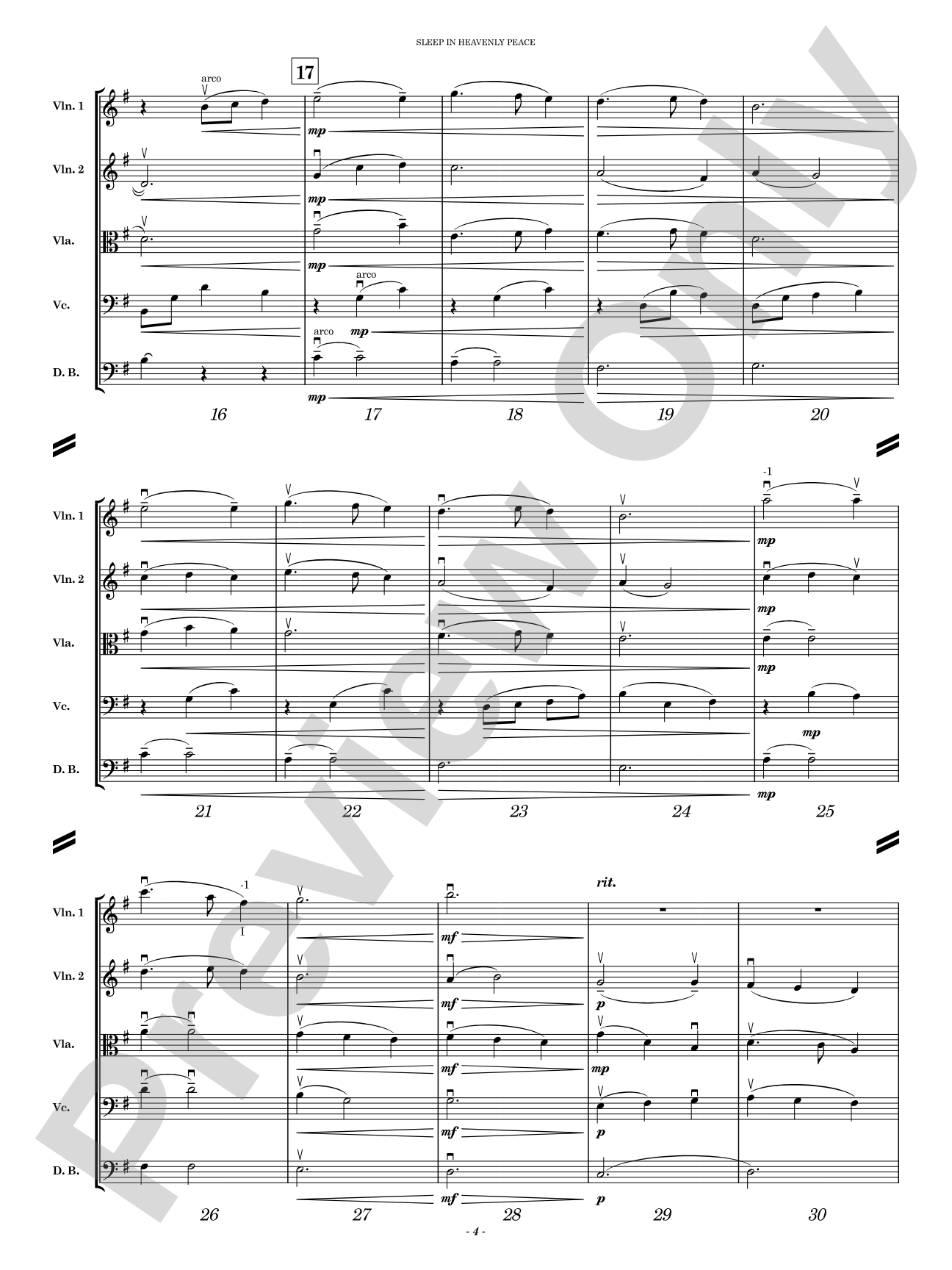 Sleep in Heavenly Peace: String Orchestra Conductor Score & Parts