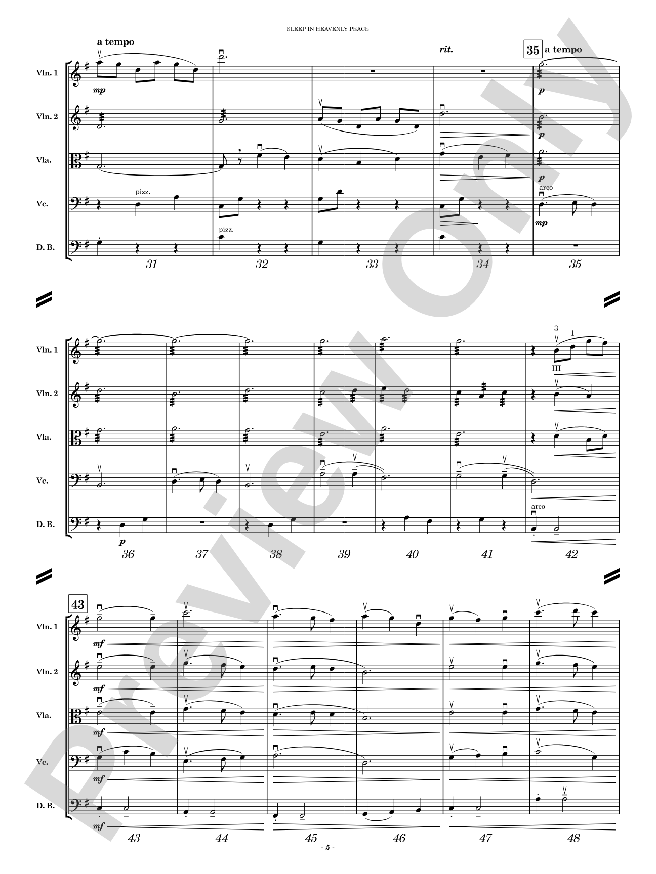 Sleep in Heavenly Peace: String Orchestra Conductor Score & Parts