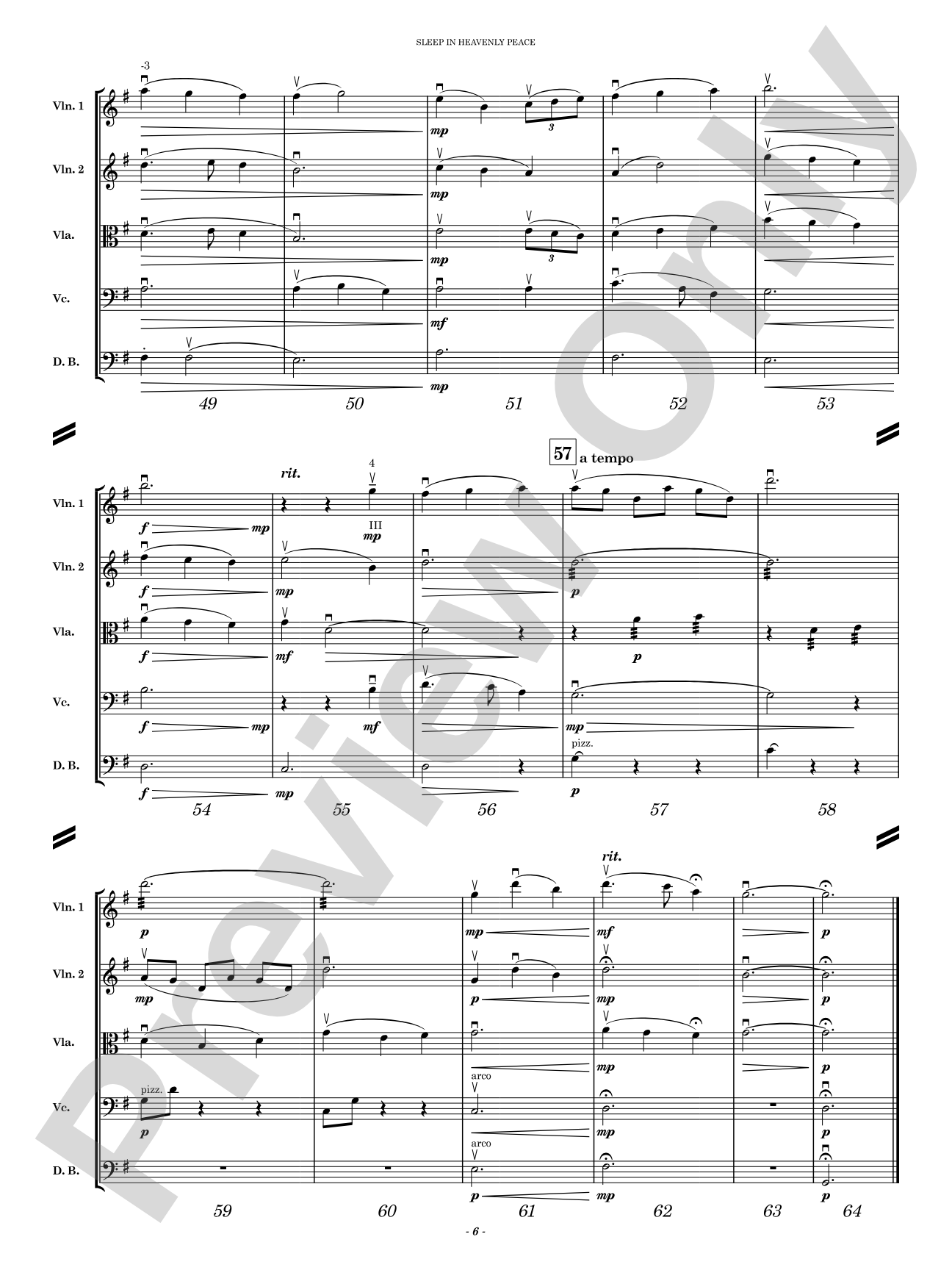 Sleep in Heavenly Peace: String Orchestra Conductor Score & Parts