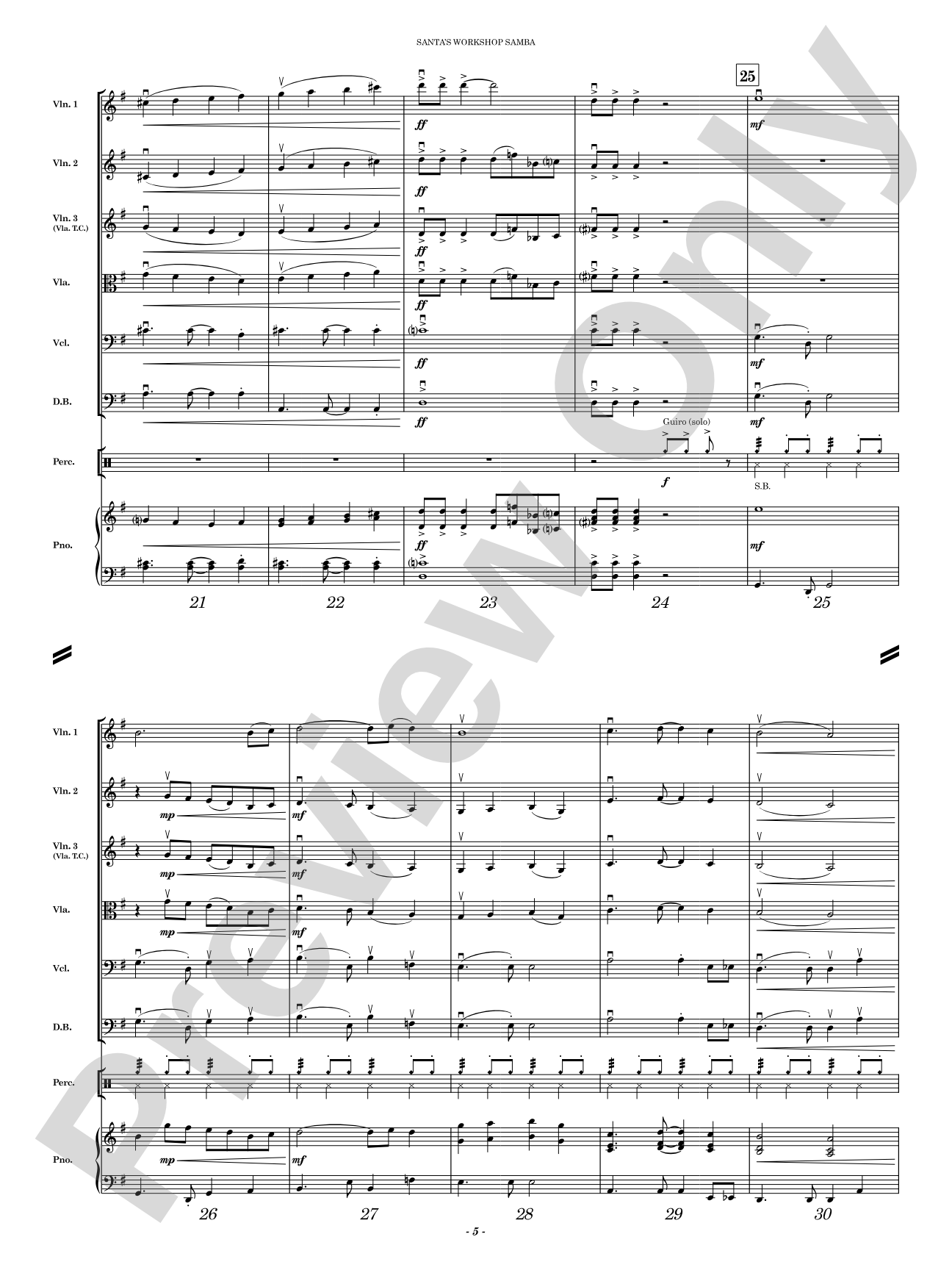 Santa's Workshop Samba: String Orchestra Conductor Score & Parts